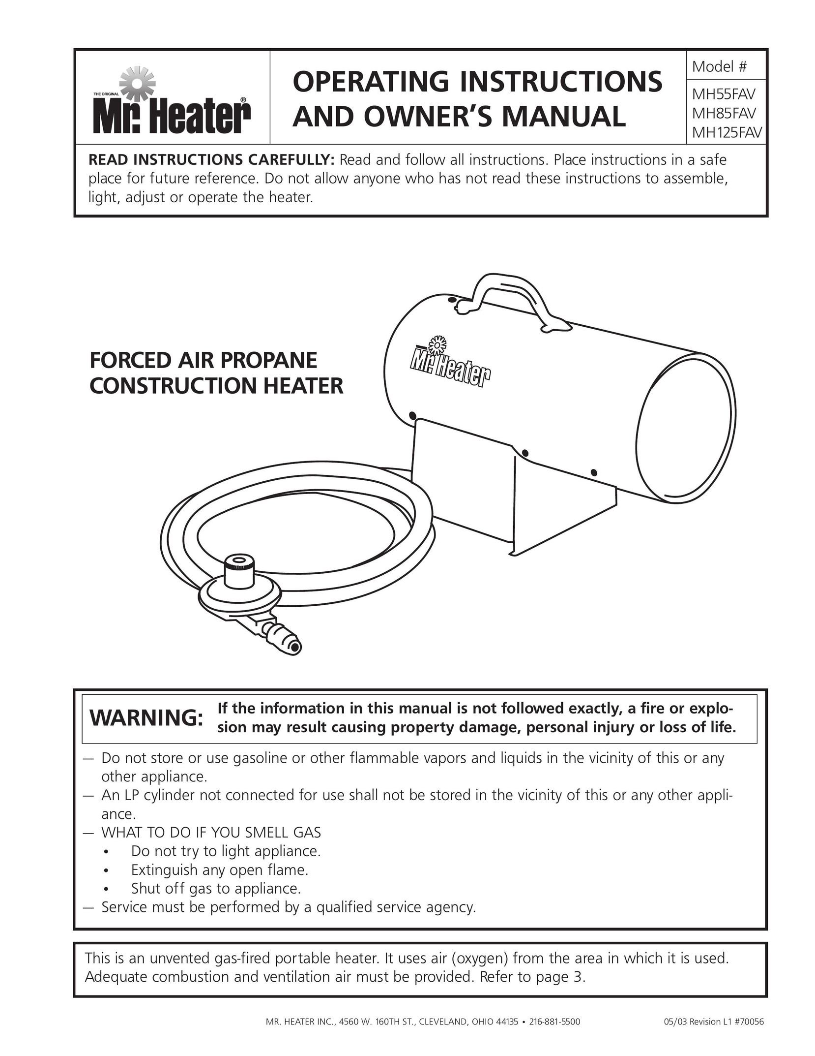 Enerco MH125FAV Electric Heater User Manual