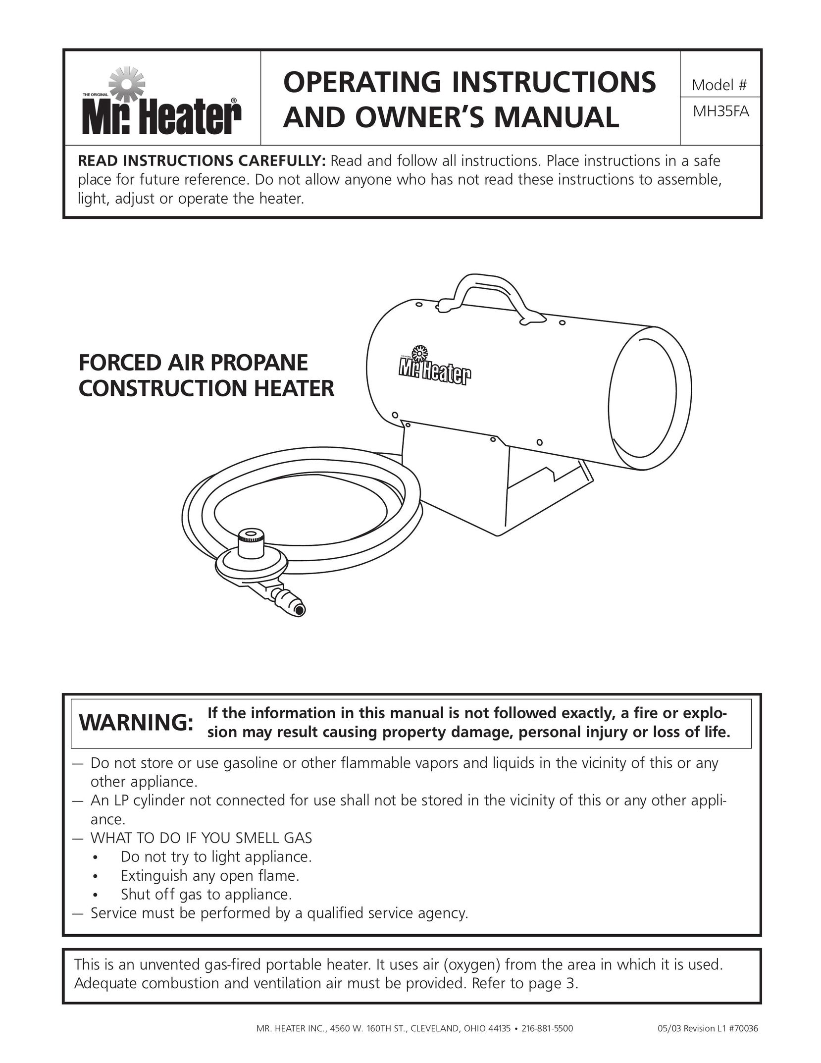 Enerco MH35FA Electric Heater User Manual