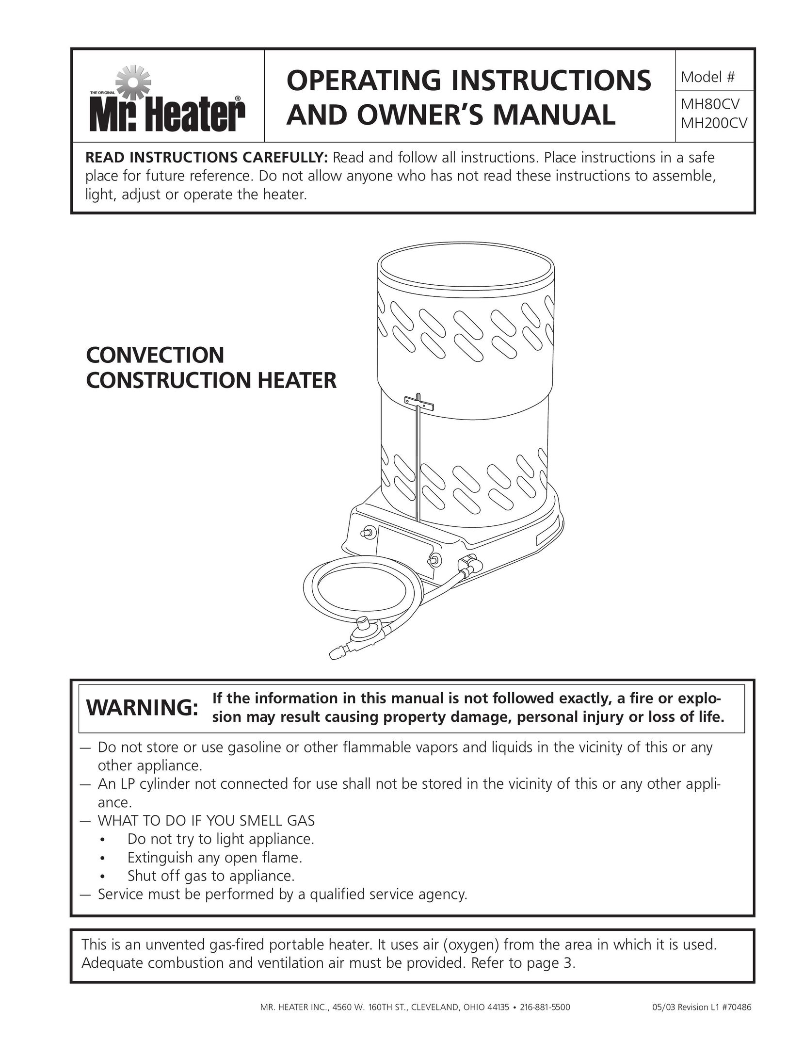 Enerco MH80CV Electric Heater User Manual