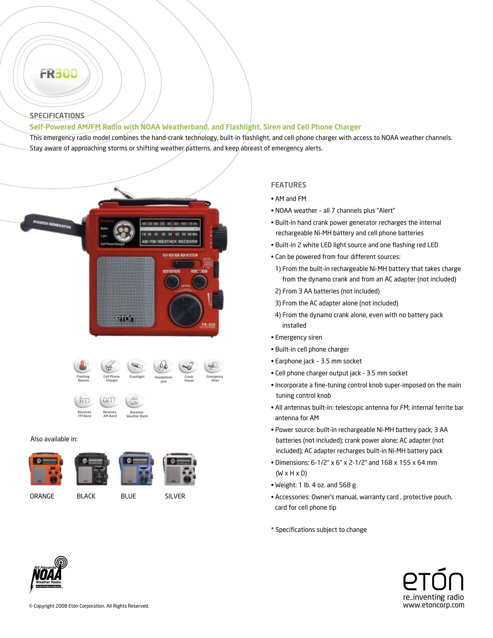 Eton FR300 Electric Heater User Manual