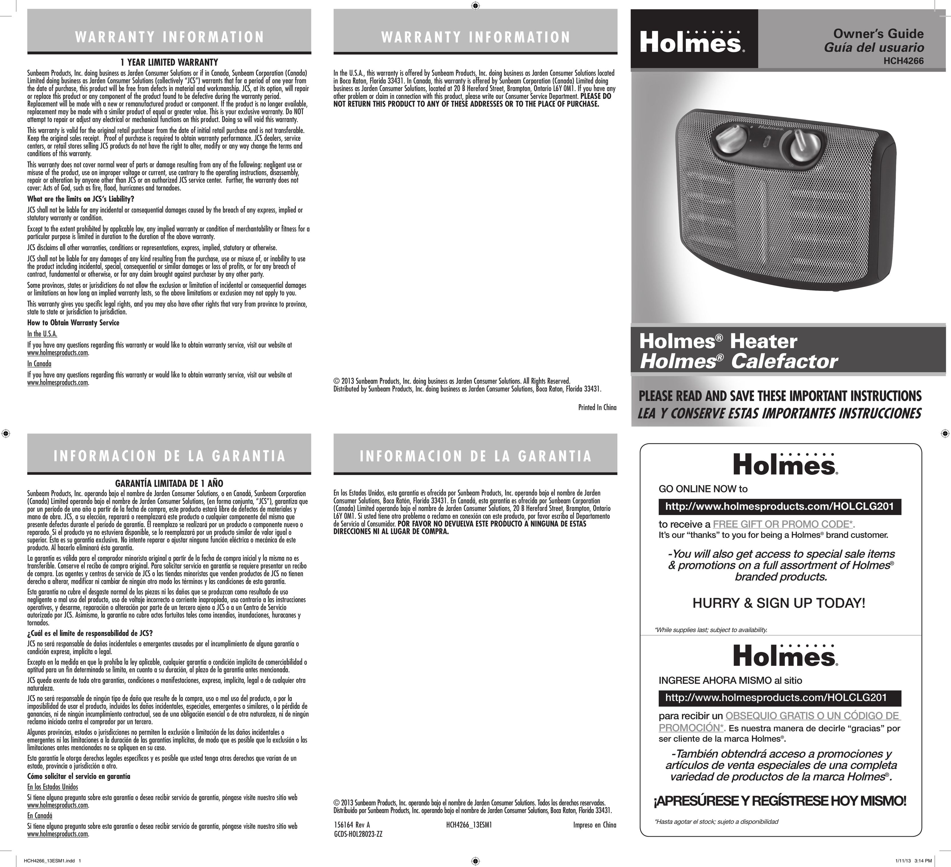 Holmes HCH4266 Electric Heater User Manual