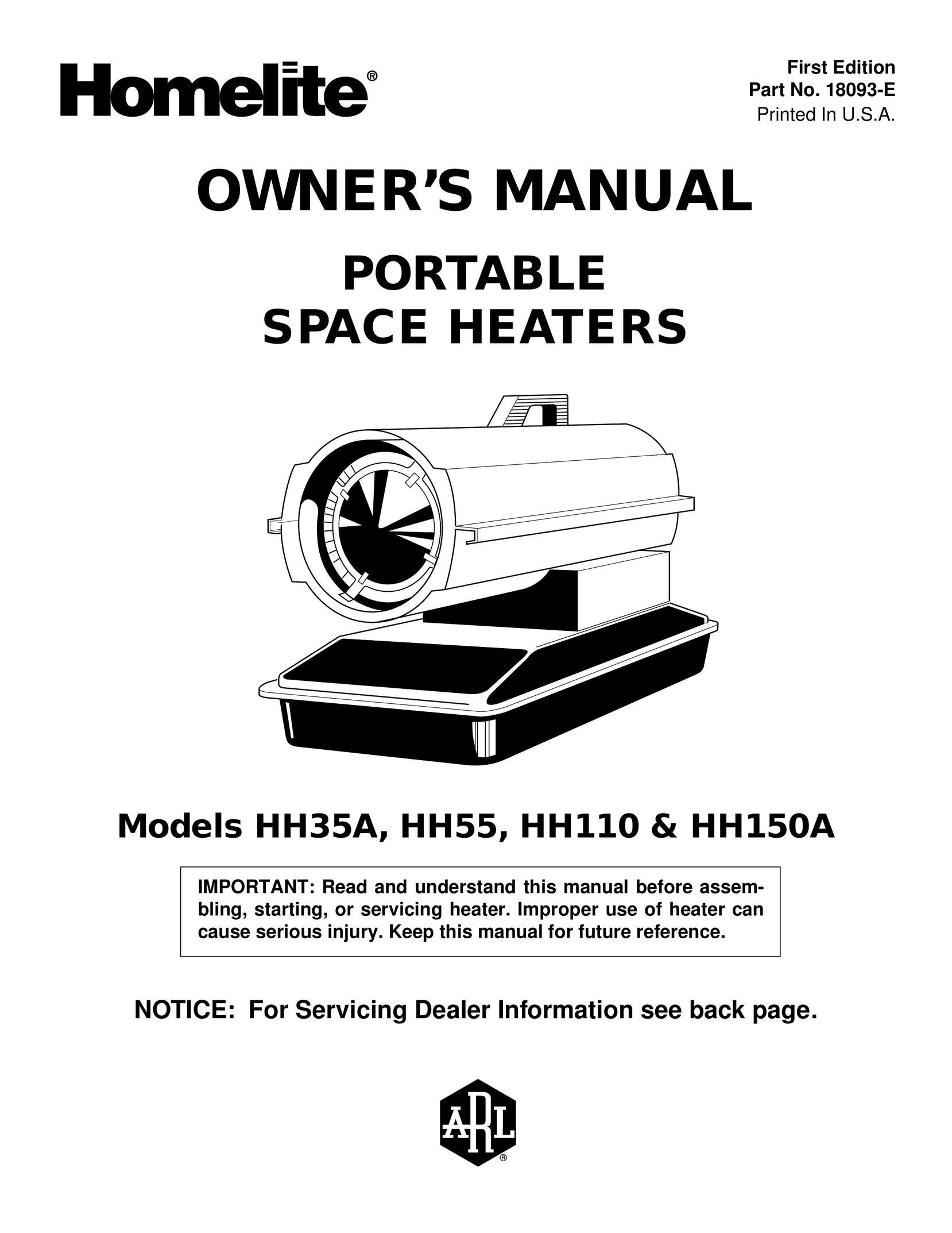 Homelite HH110 & HH150A Electric Heater User Manual