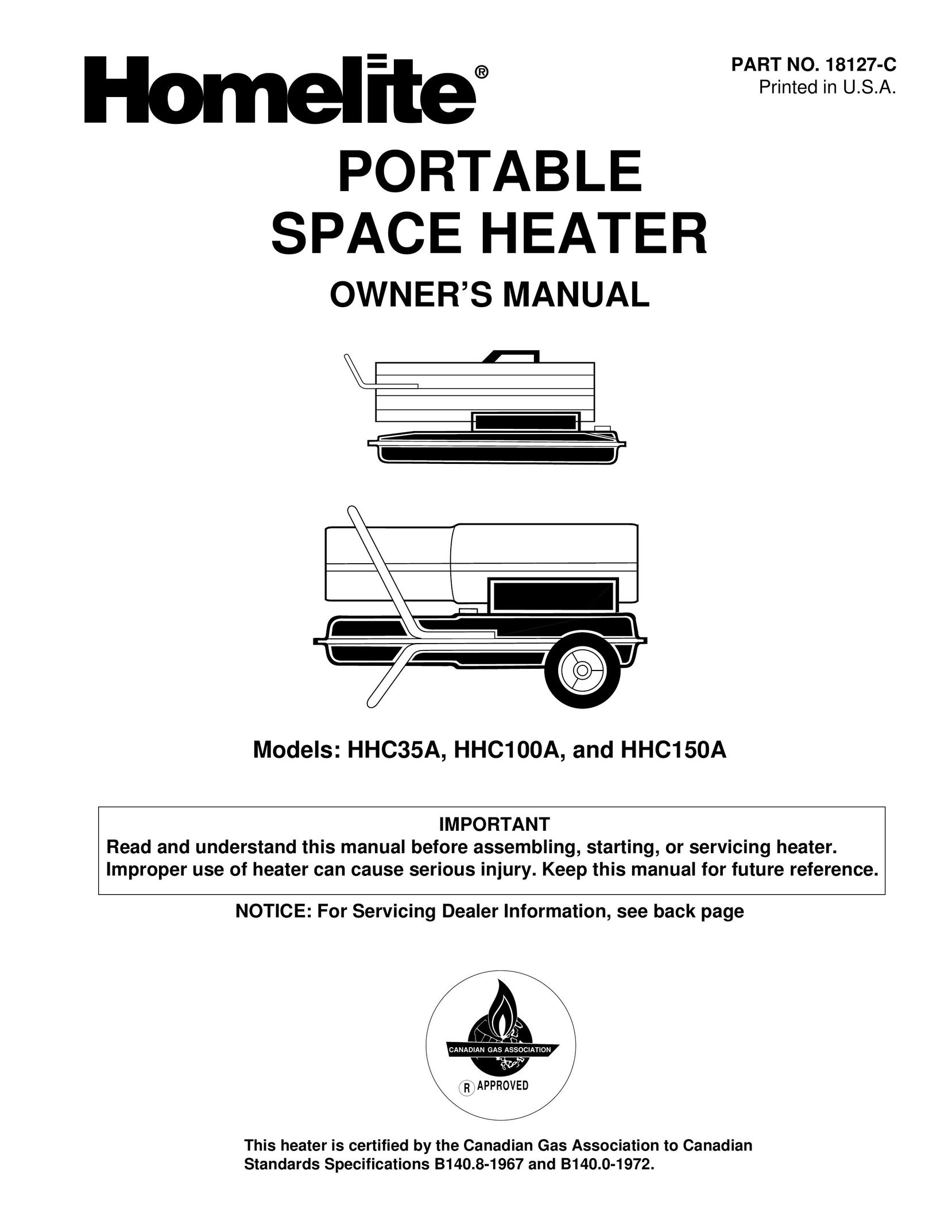 Homelite HHC150A Electric Heater User Manual