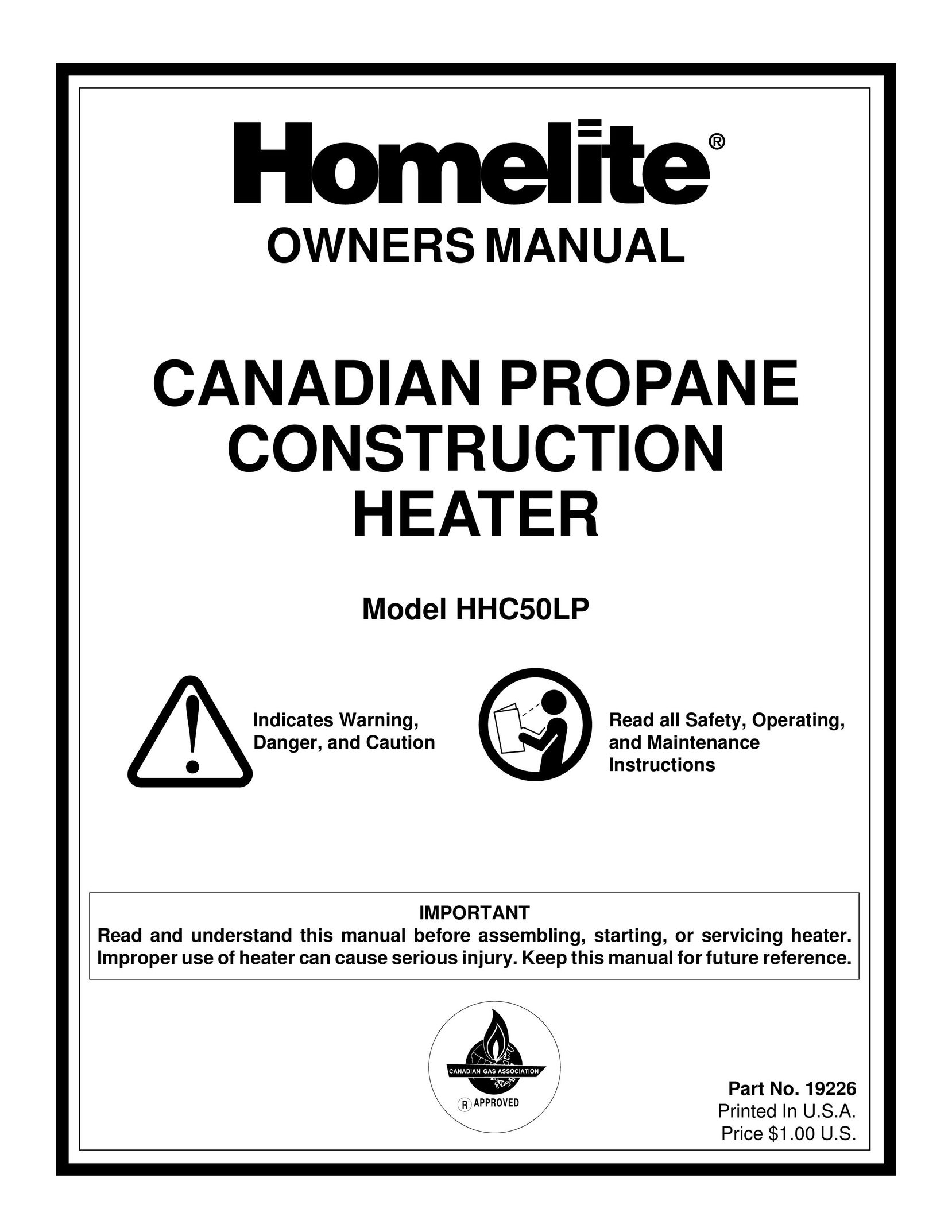 Homelite HHC50LP Electric Heater User Manual