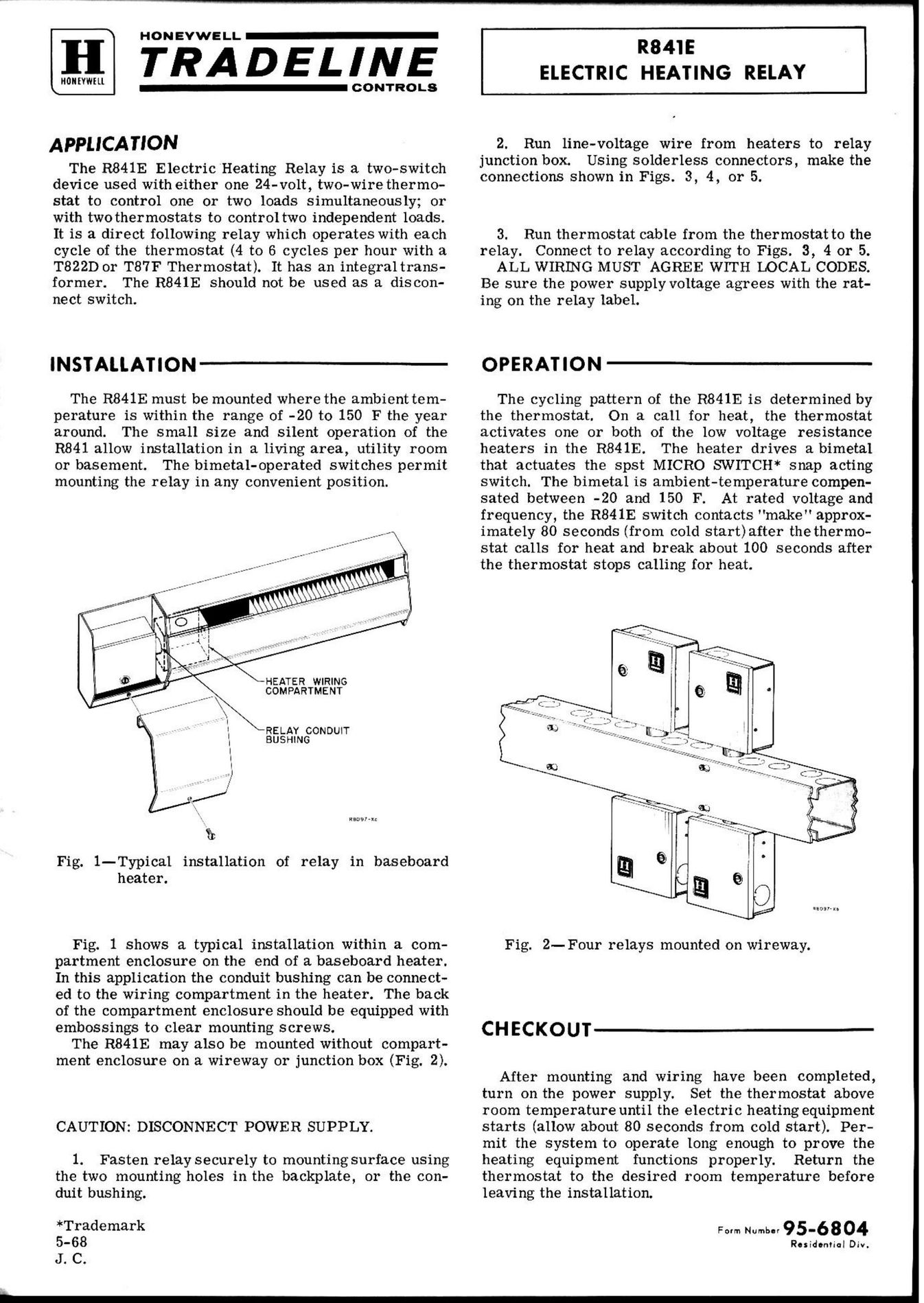 Honeywell R841E Electric Heater User Manual