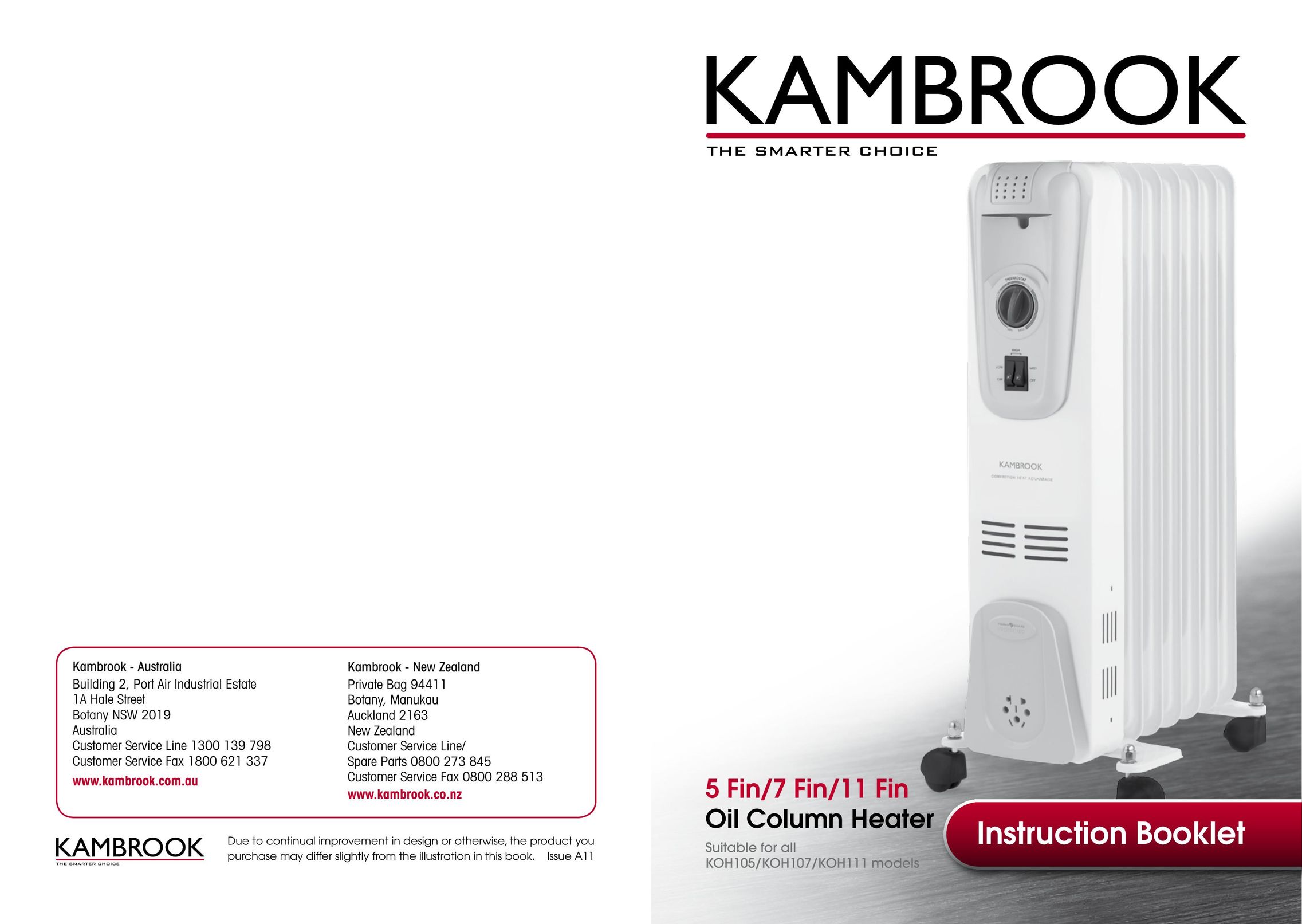 Kambrook KOH105 Electric Heater User Manual