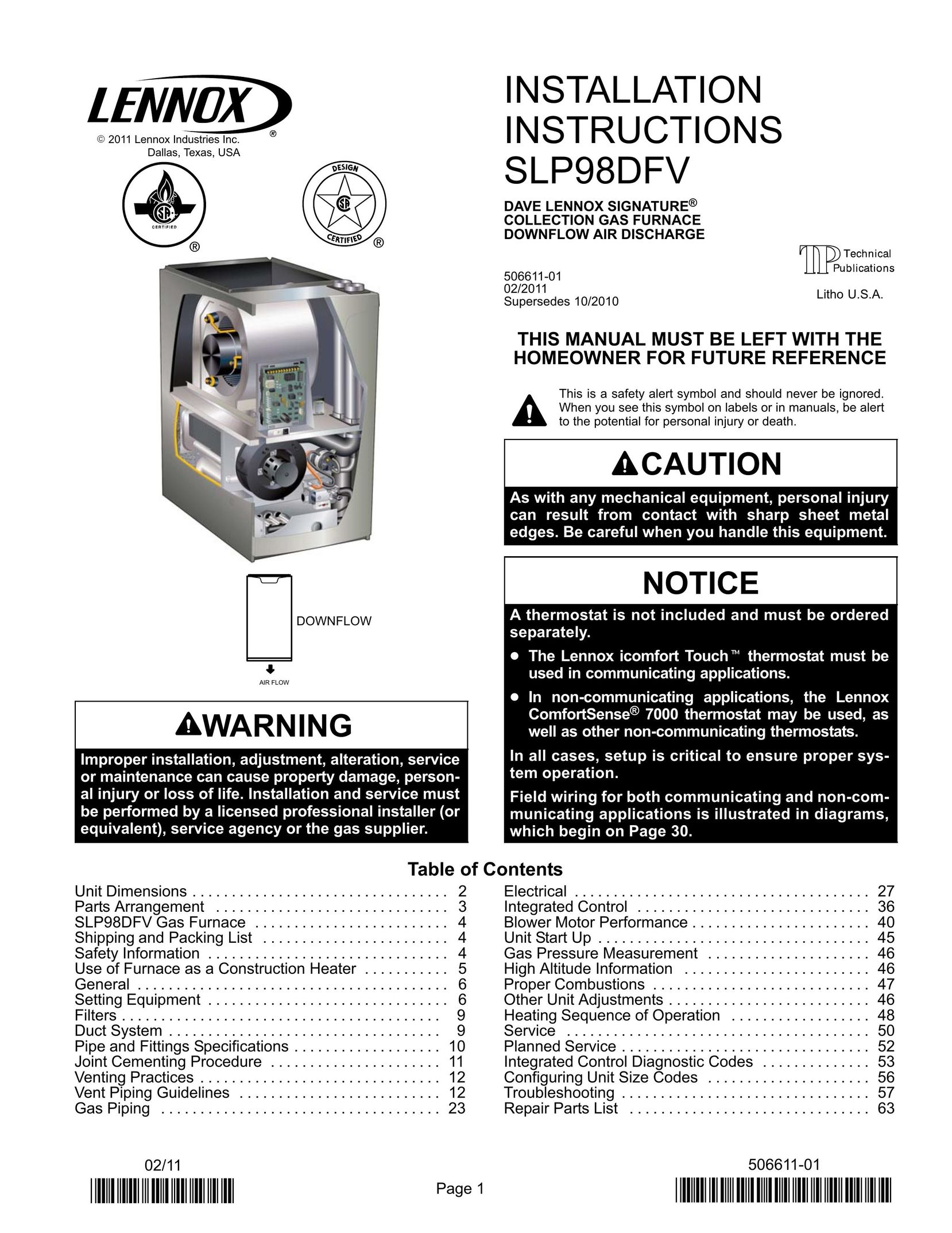 Lennox International Inc. 090V60C Electric Heater User Manual