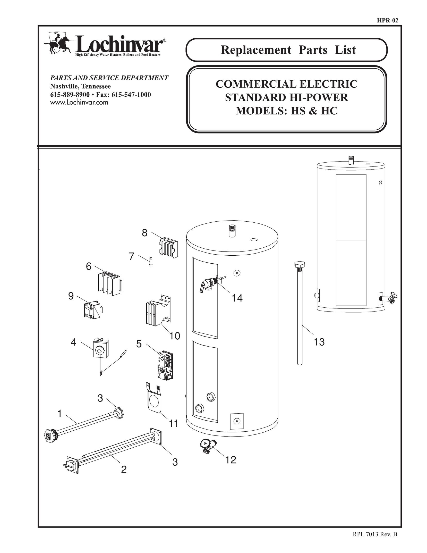 Lochinvar HC Electric Heater User Manual