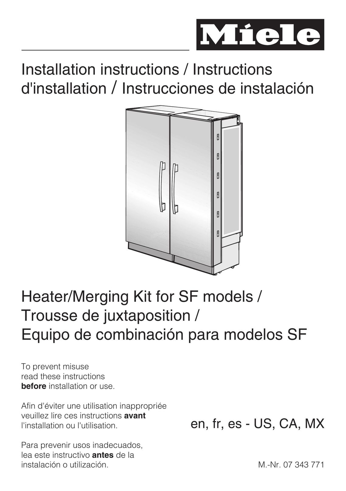 Miele 07 343 771 Electric Heater User Manual