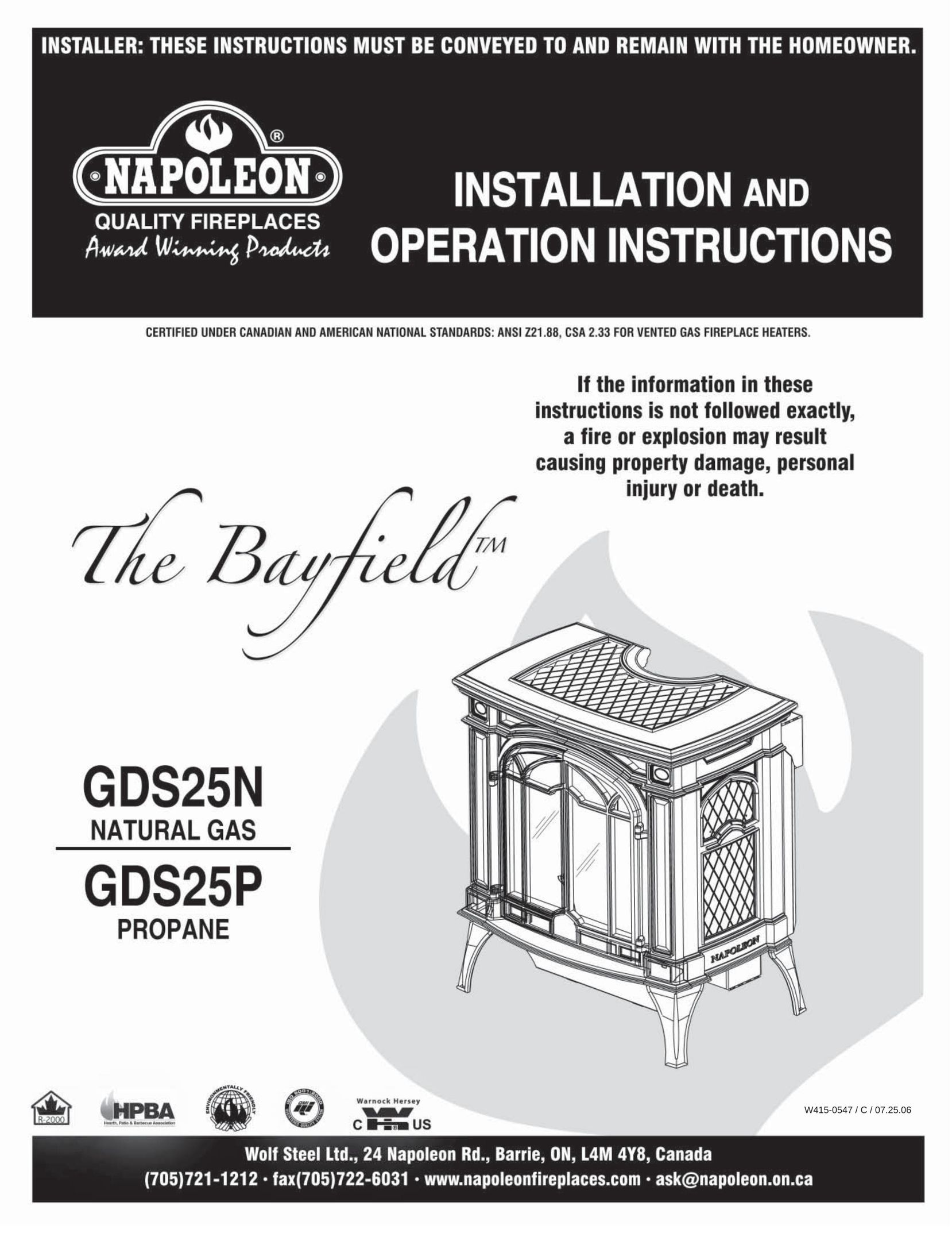 Napoleon Fireplaces GDS25P Electric Heater User Manual