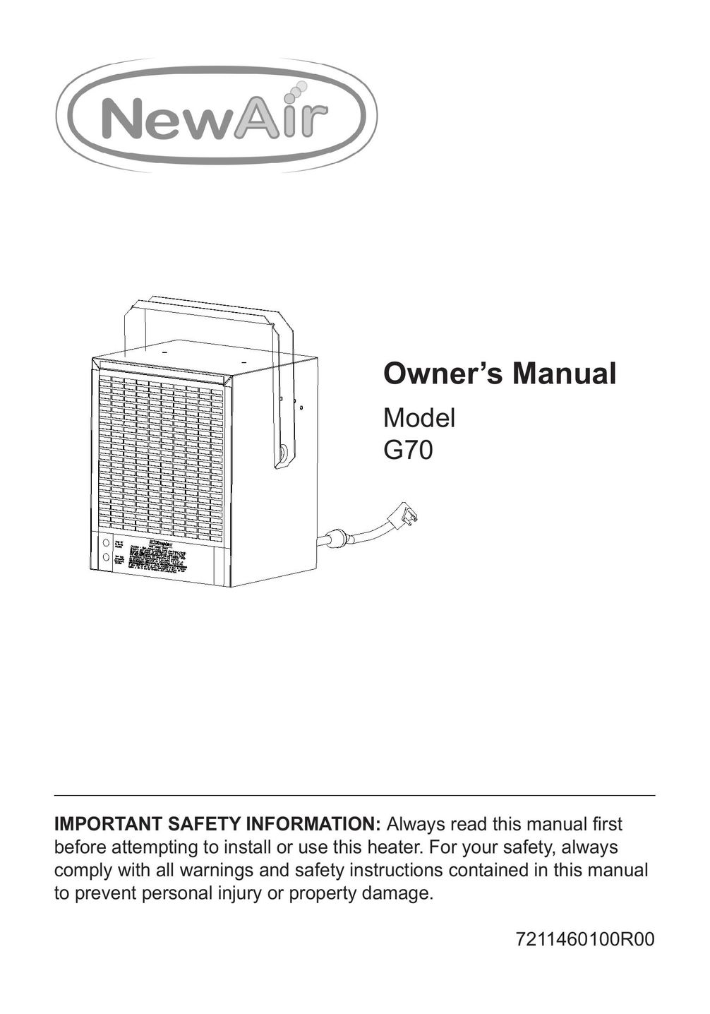 NewAir G70 Electric Heater User Manual