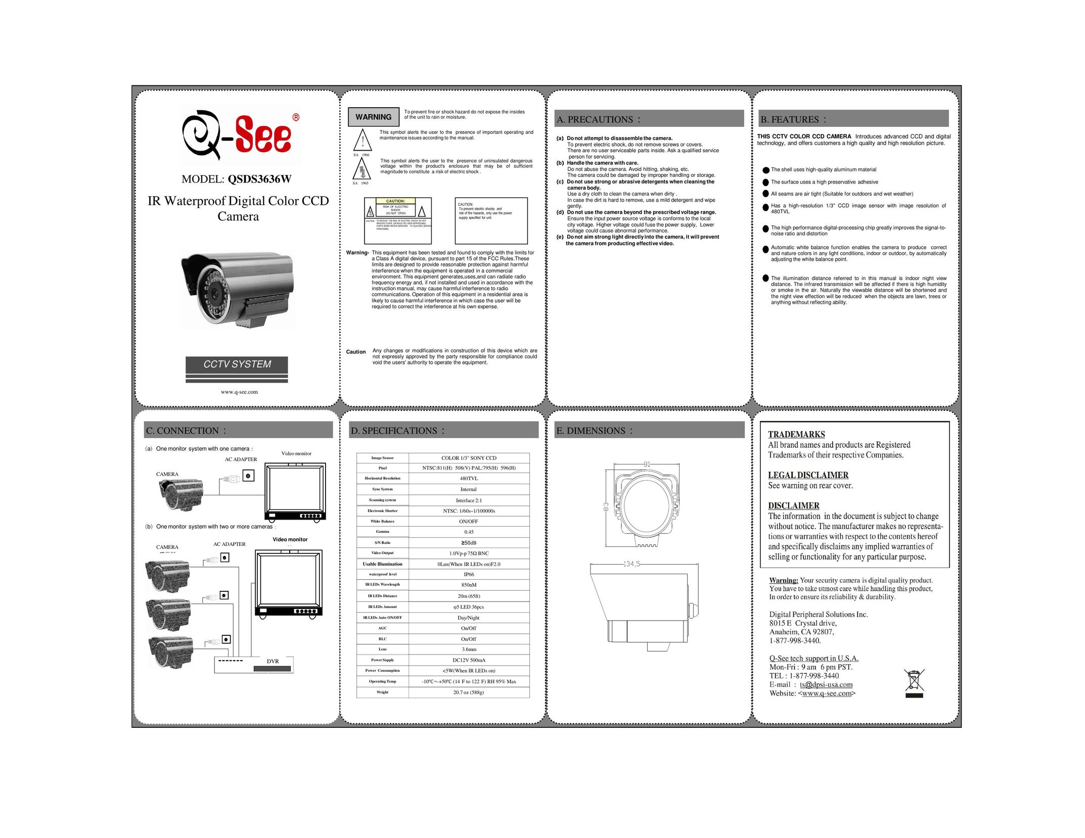 Q-See QSDS3636W Electric Heater User Manual