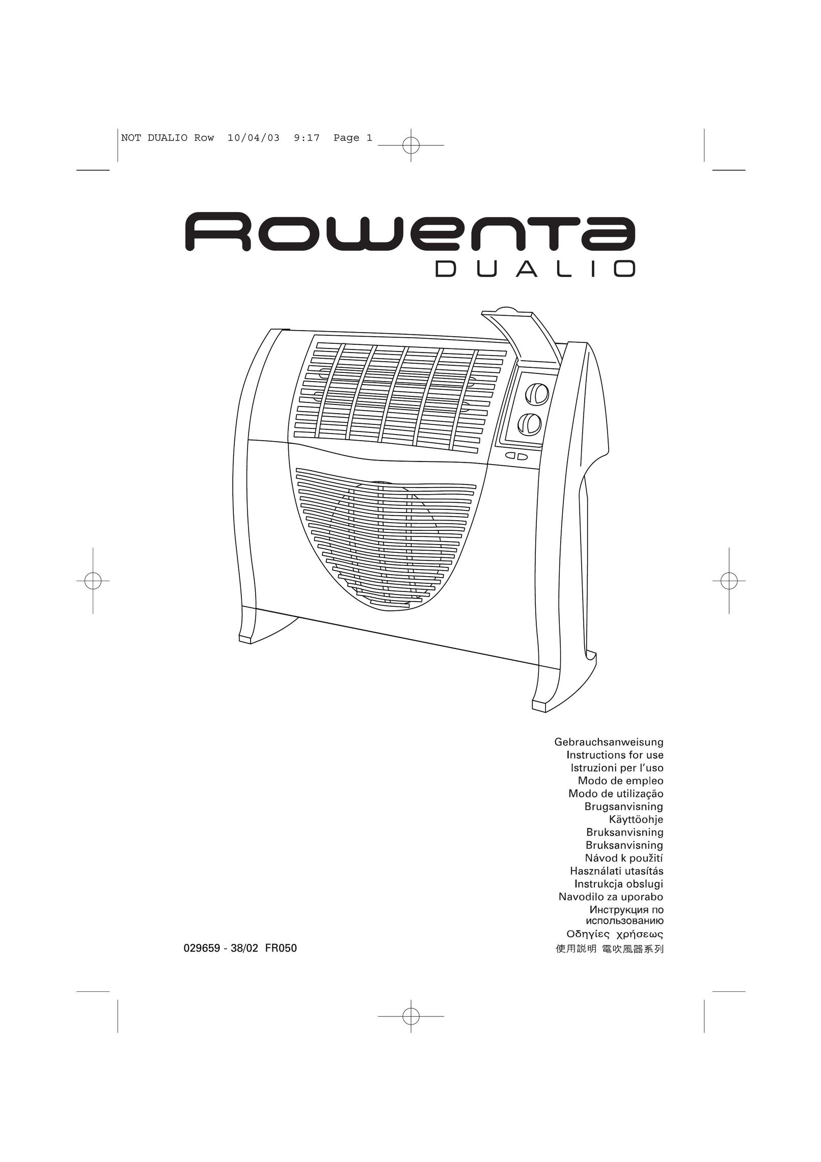 Rowenta 029659 - 38/02 FR050 Electric Heater User Manual