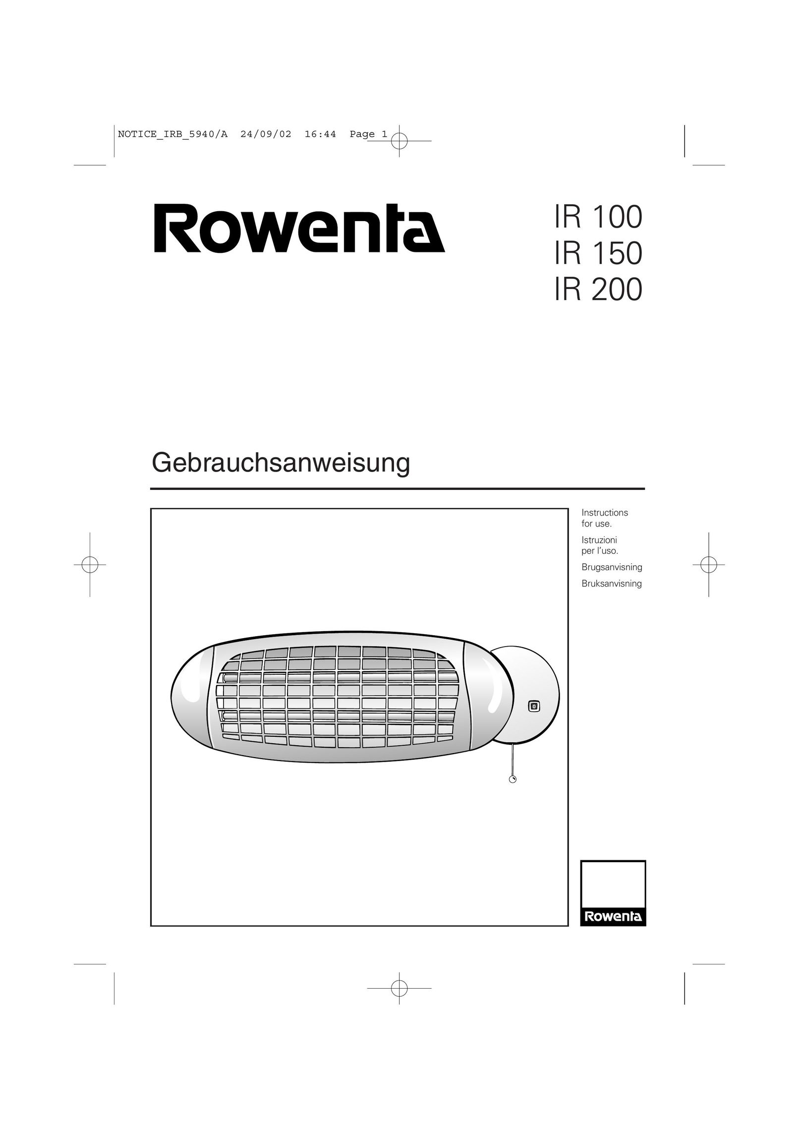 Rowenta IR 100 Electric Heater User Manual