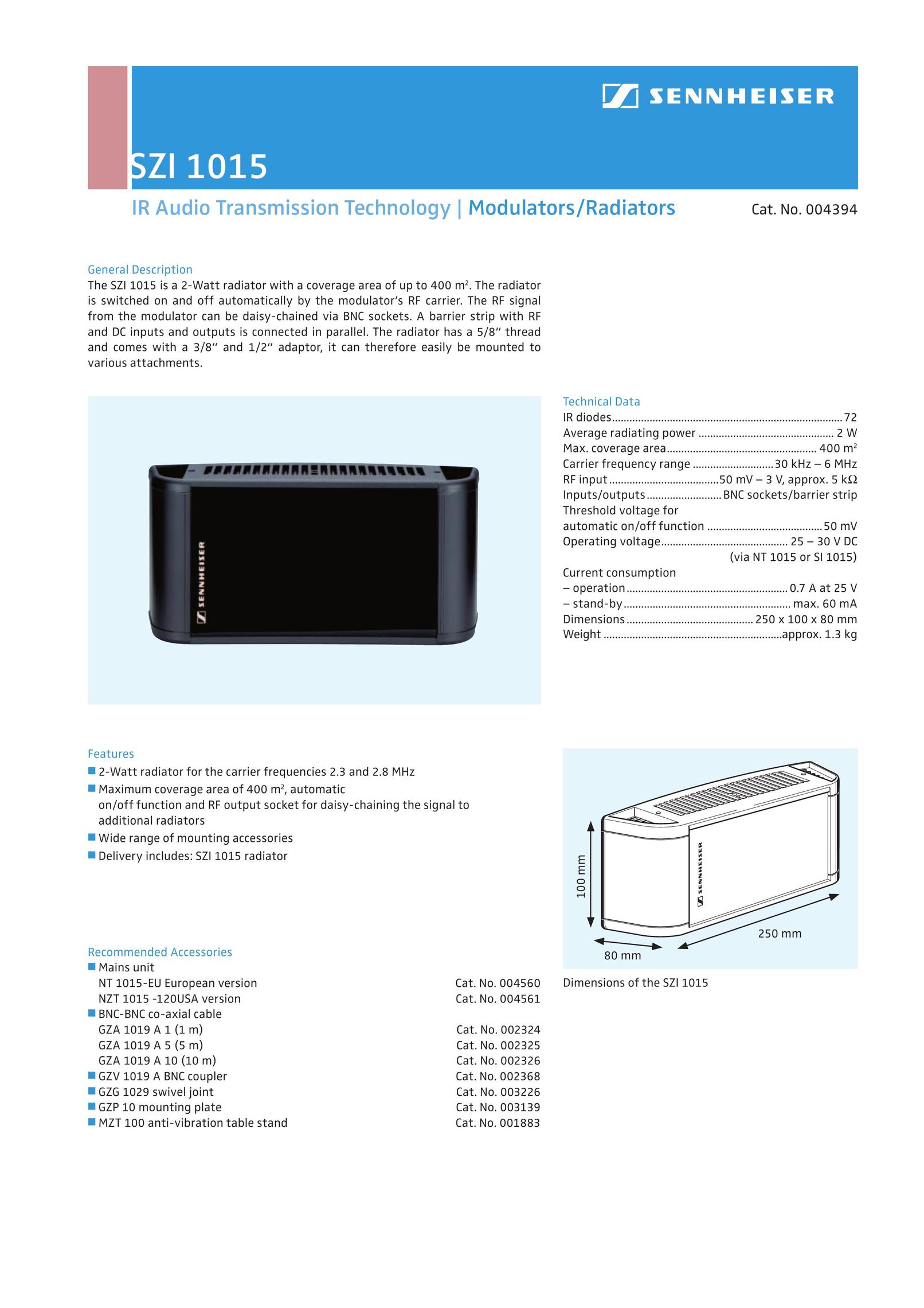 Sennheiser SZI 1015 Electric Heater User Manual