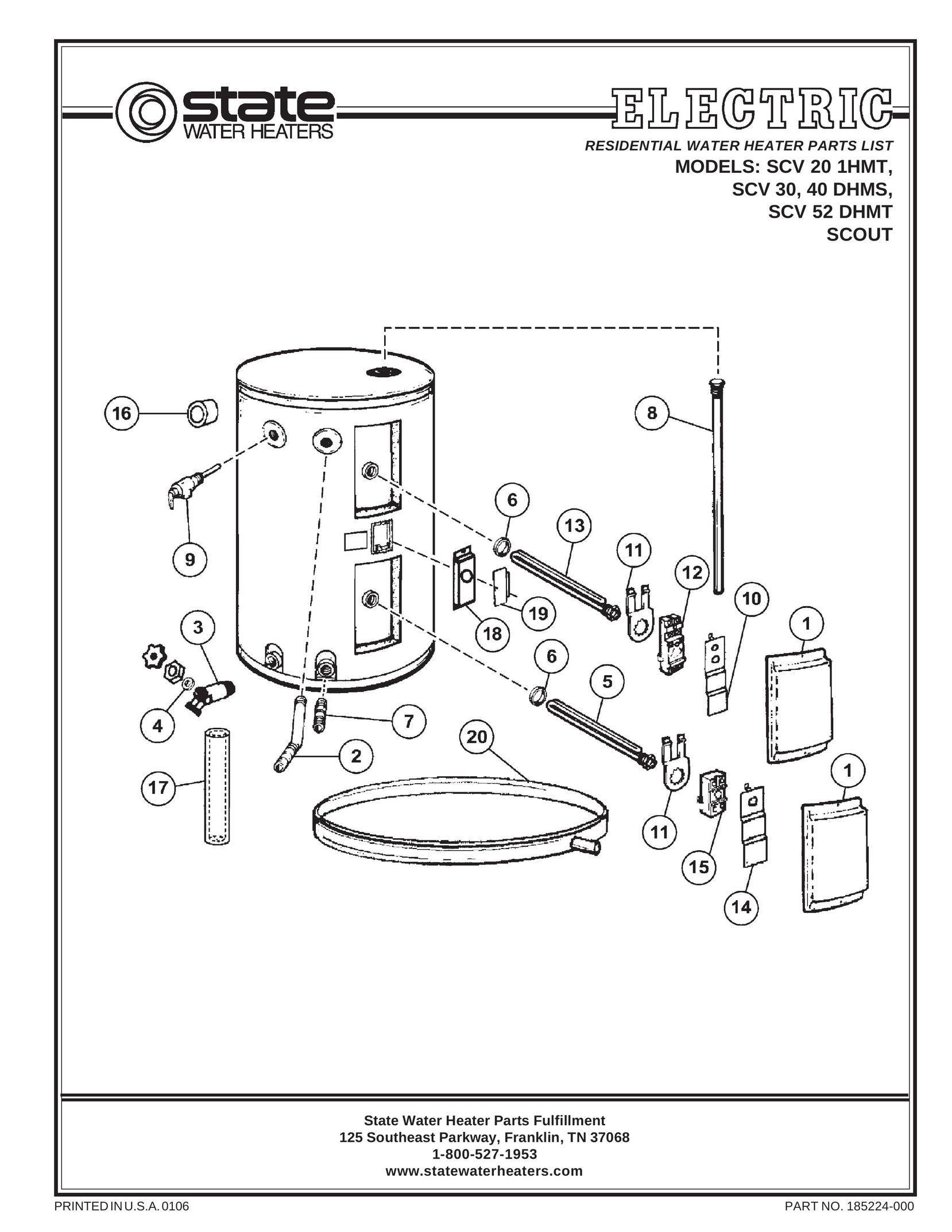 State Industries 40 DHMS Electric Heater User Manual