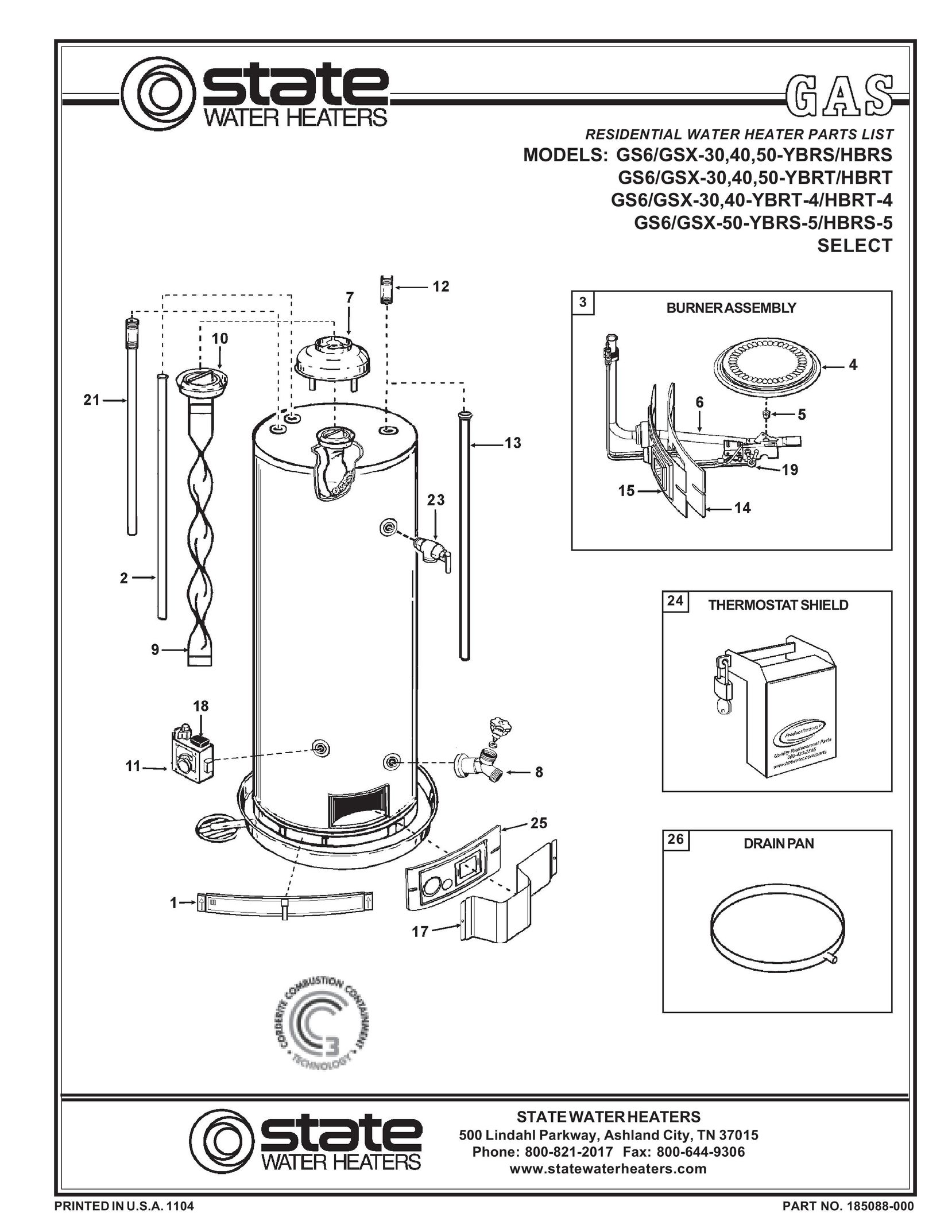 State Industries 40-YBRT-4/HBRT-4 Electric Heater User Manual