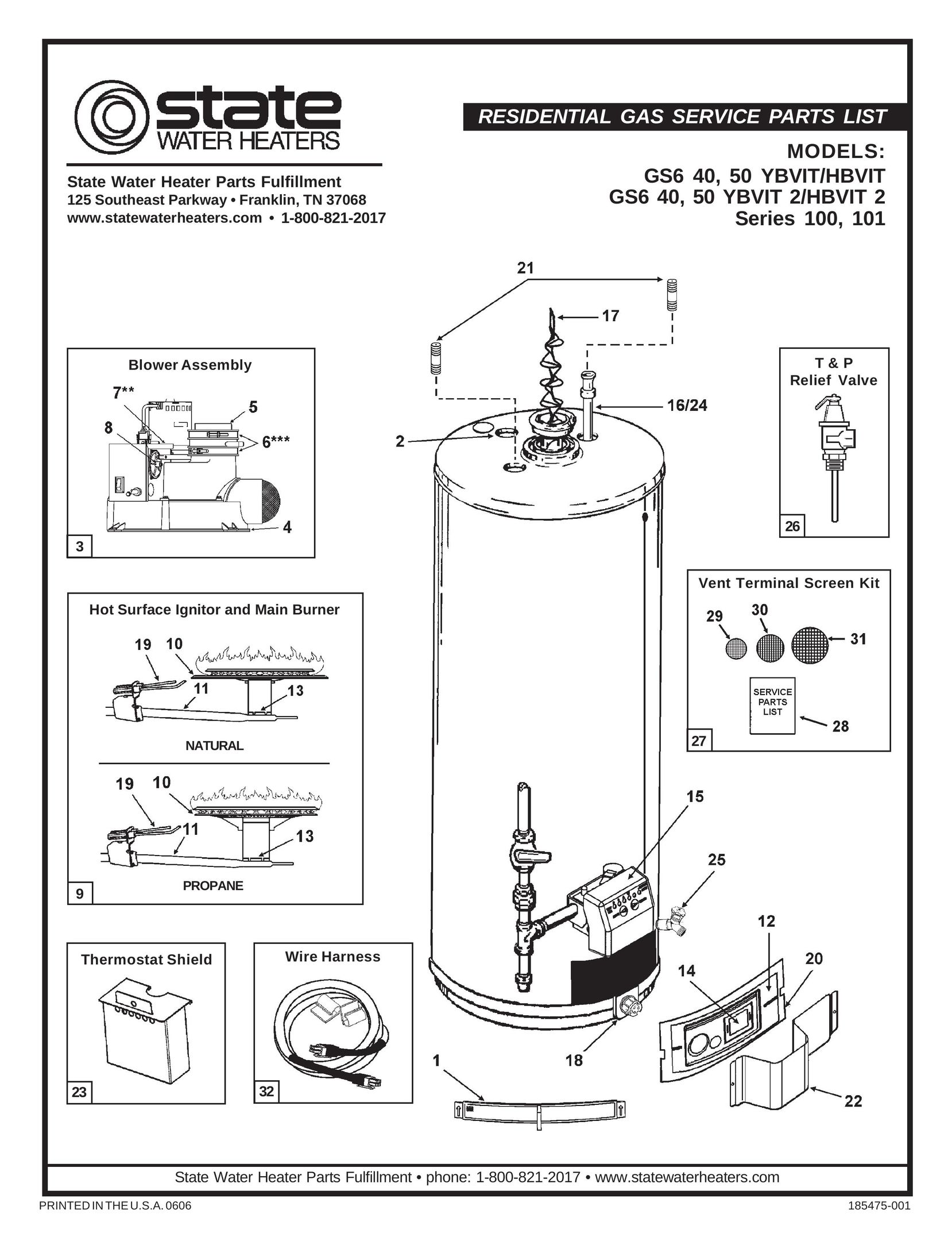 State Industries 50 YBVIT/HBVIT Electric Heater User Manual