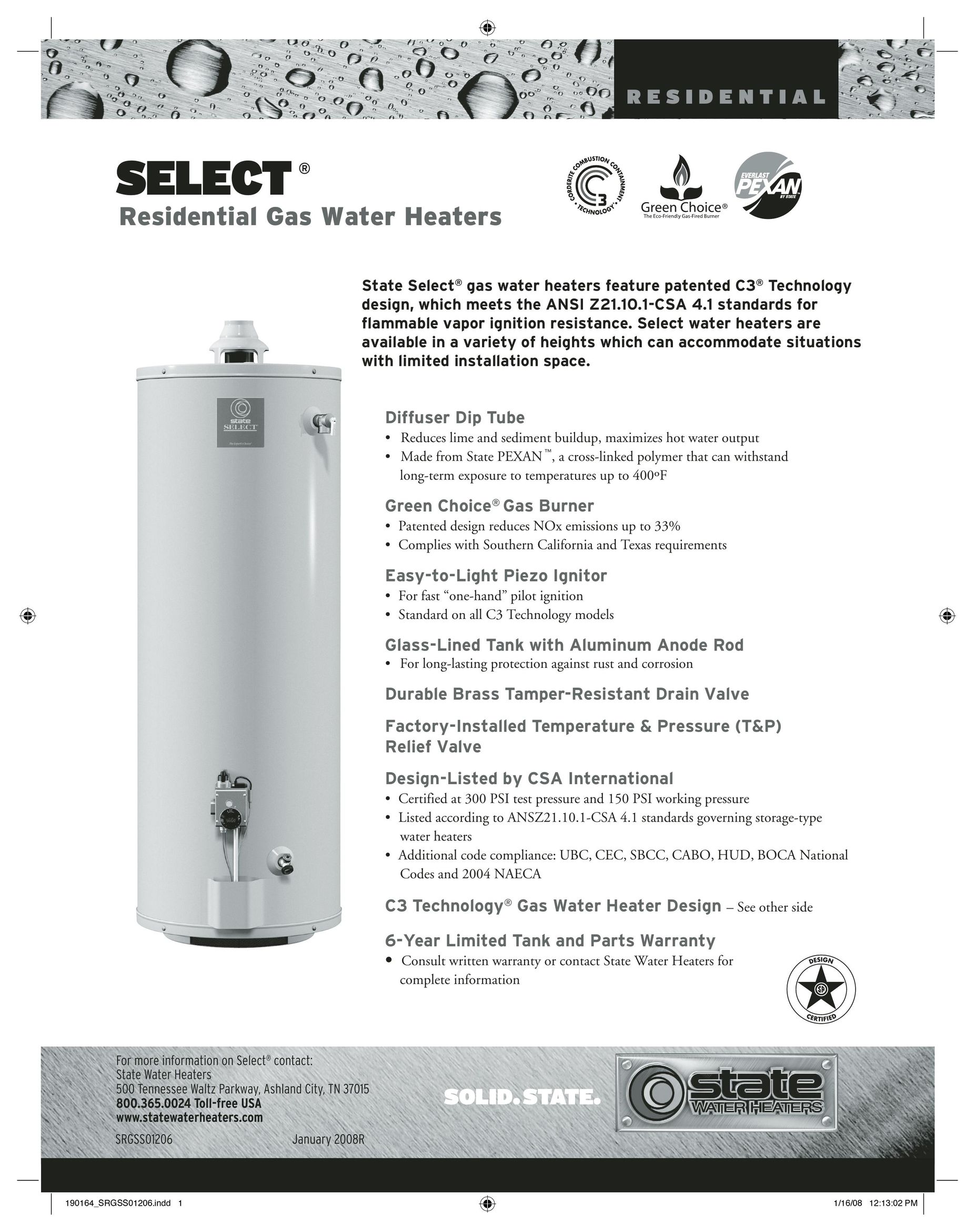 State Industries GS6 40 HBRT Electric Heater User Manual