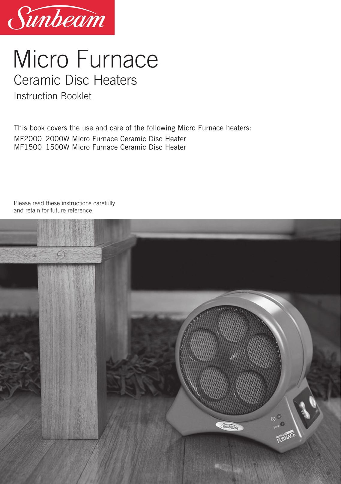 Sunbeam Bedding MF1500 1500W Electric Heater User Manual
