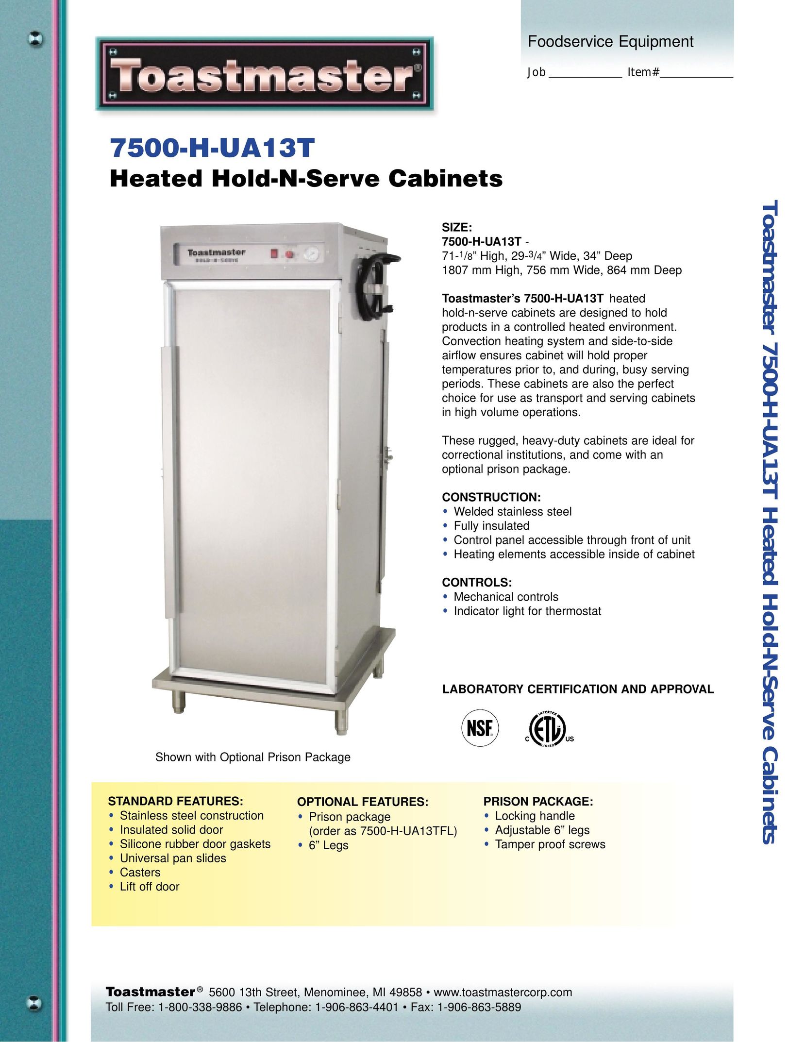 Toastmaster 7500-H-UA13T Electric Heater User Manual