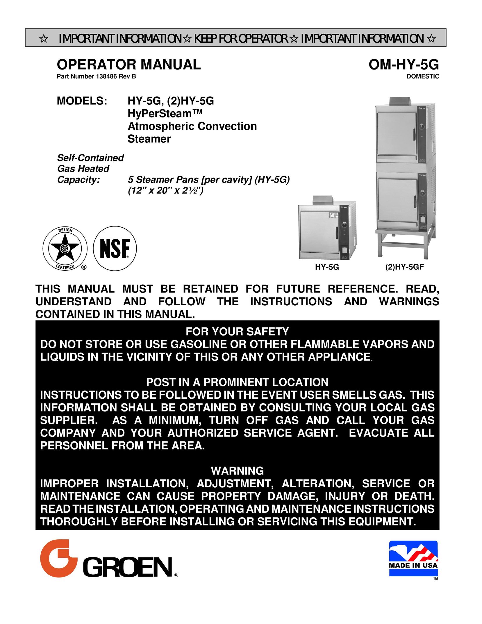 Unified Brands HY-5G Electric Heater User Manual