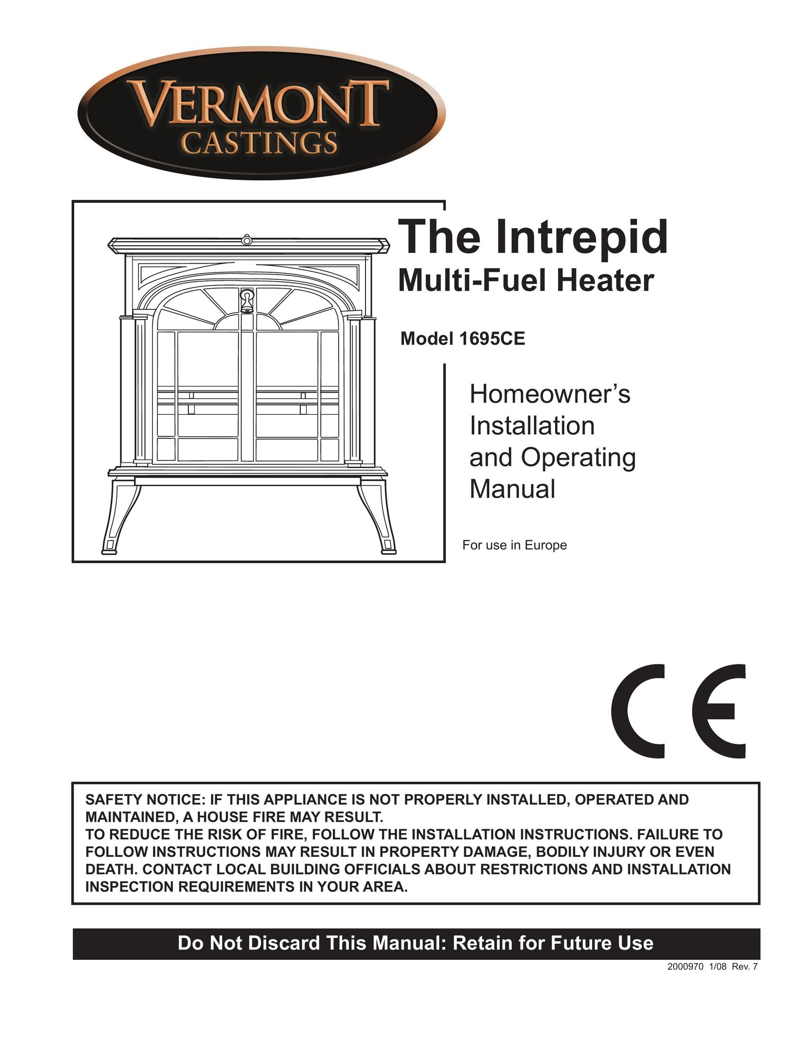 Vermont Casting 1695CE Electric Heater User Manual