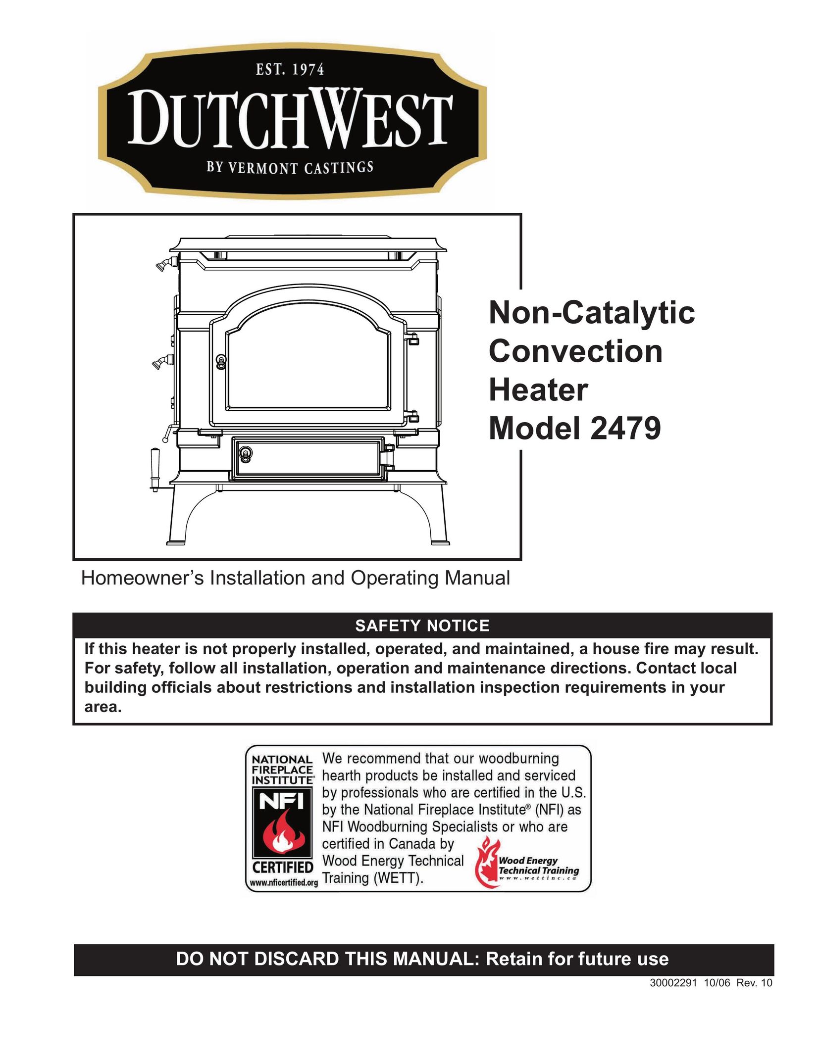 Vermont Casting 2479 Electric Heater User Manual