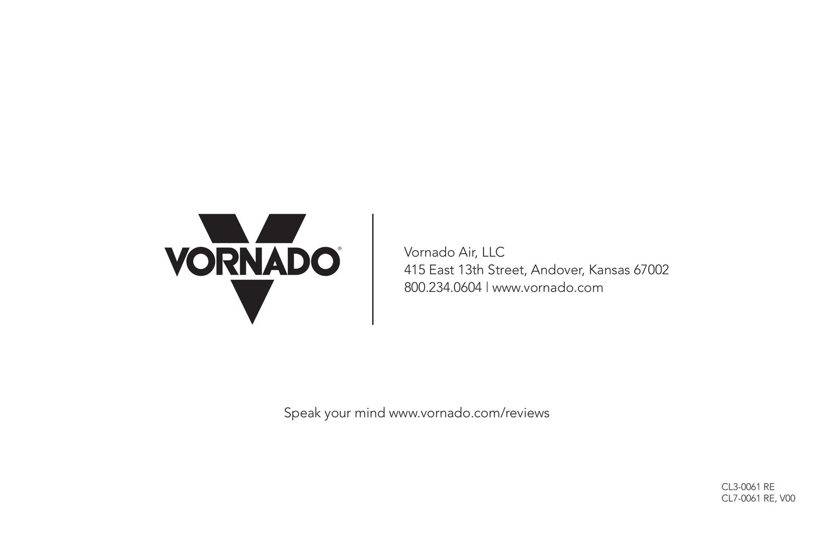 Vornado EH1-0020-01 Electric Heater User Manual