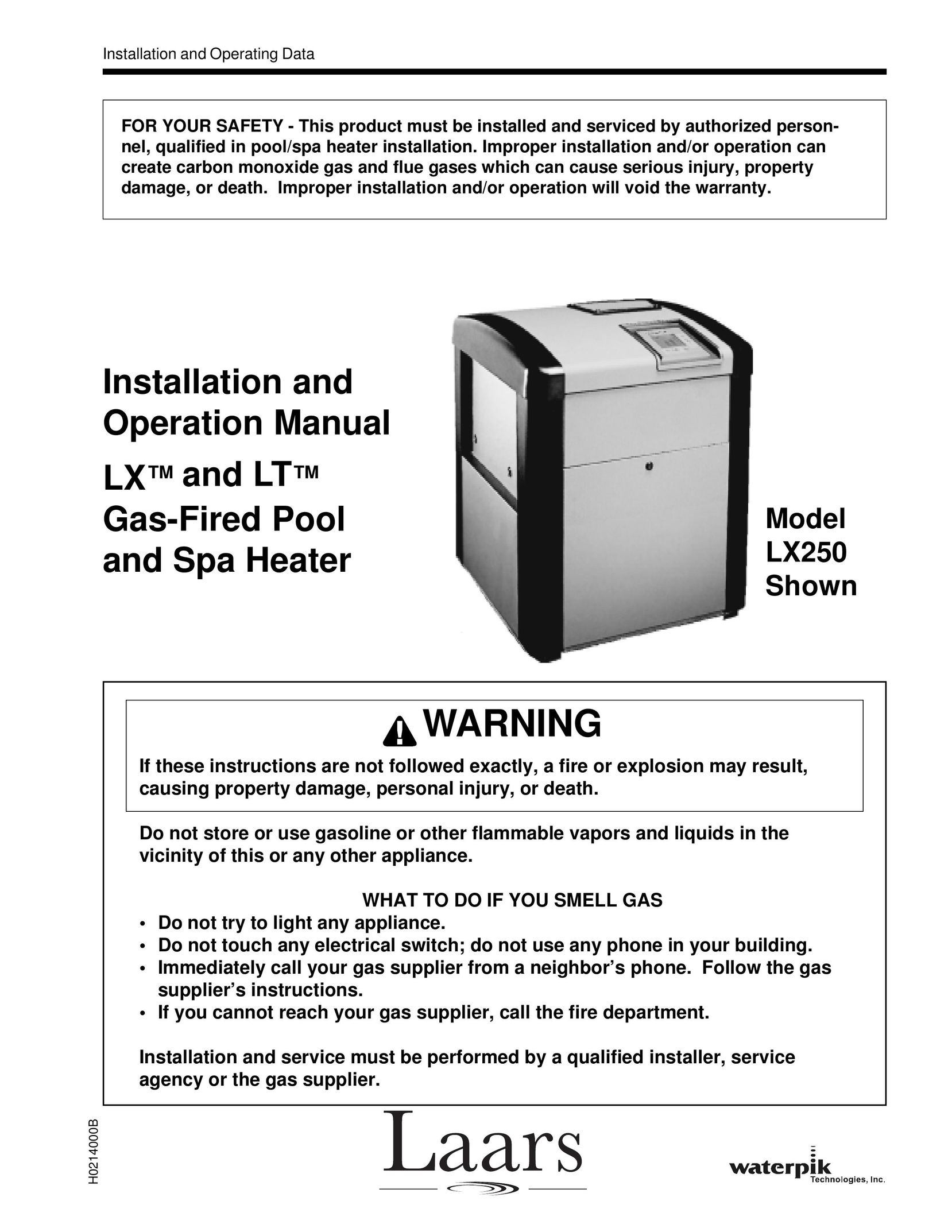 Waterpik Technologies pool/spa heater Electric Heater User Manual