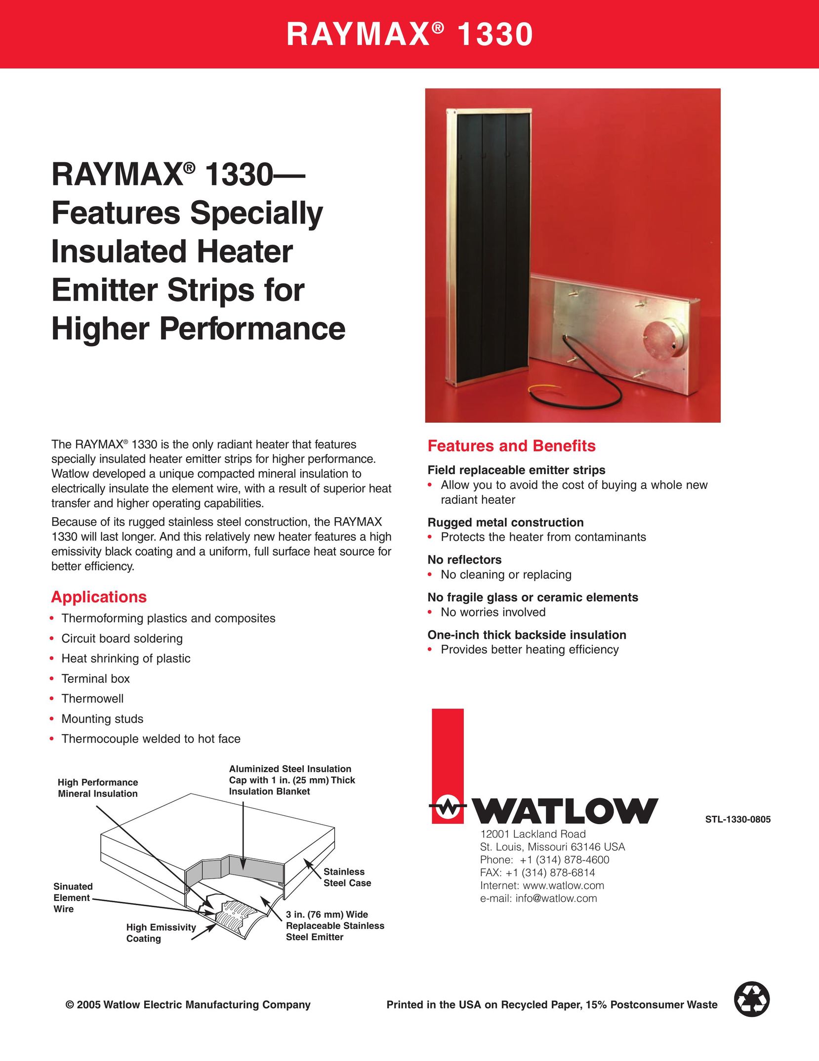 Watlow Electric 1330 Electric Heater User Manual
