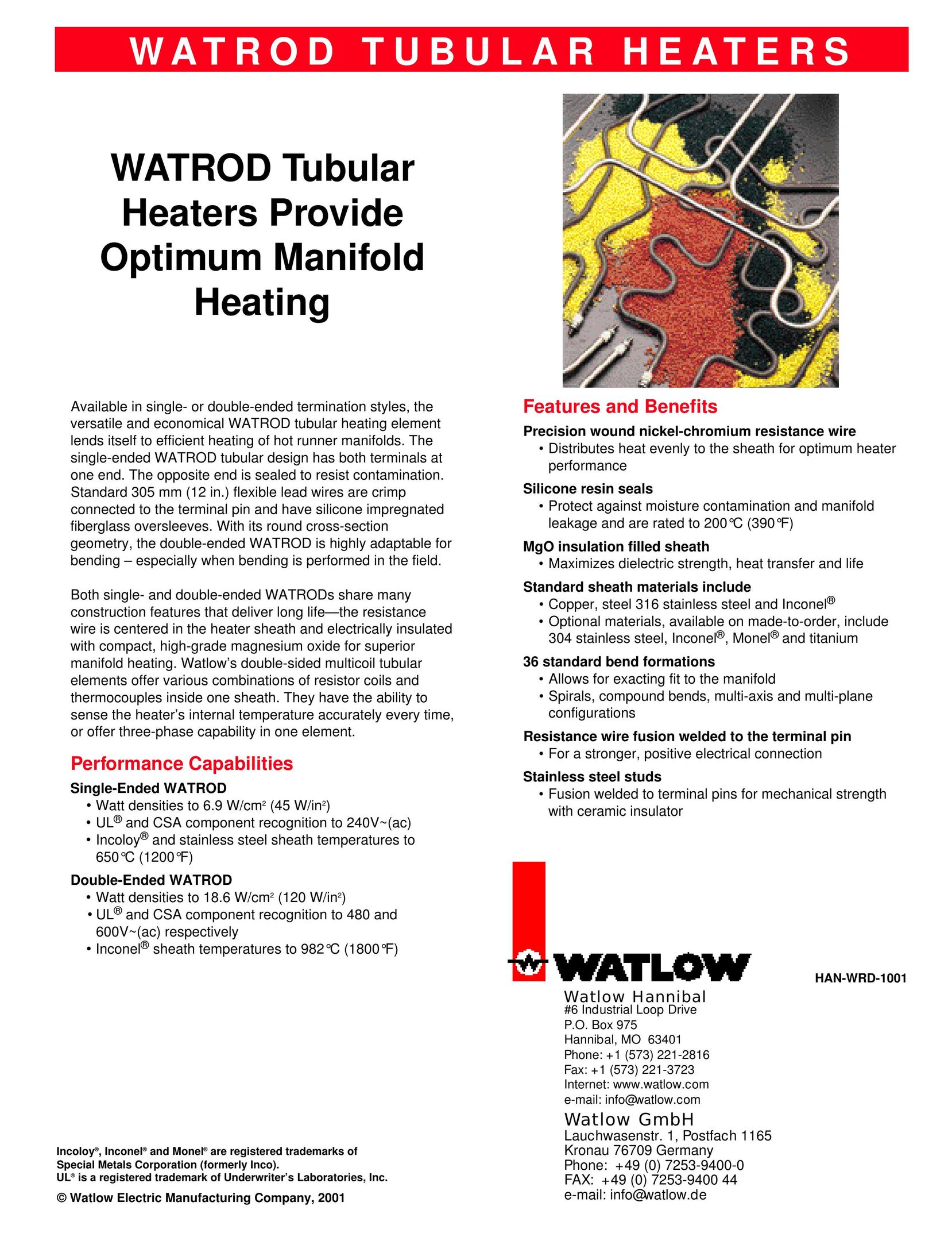 Watlow Electric Electric Tubular Heaters Electric Heater User Manual