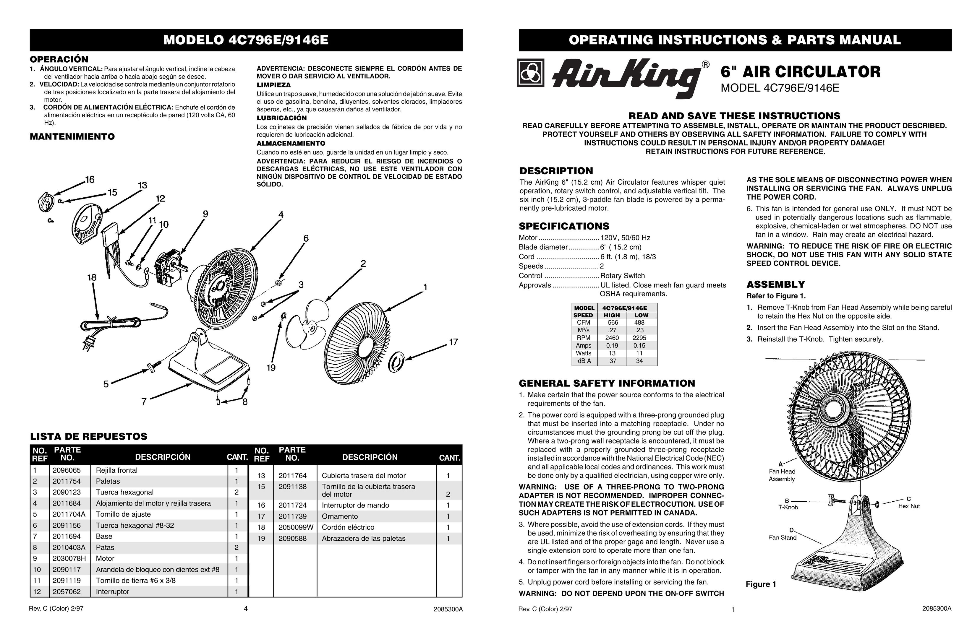 Air King 4C796E Fan User Manual