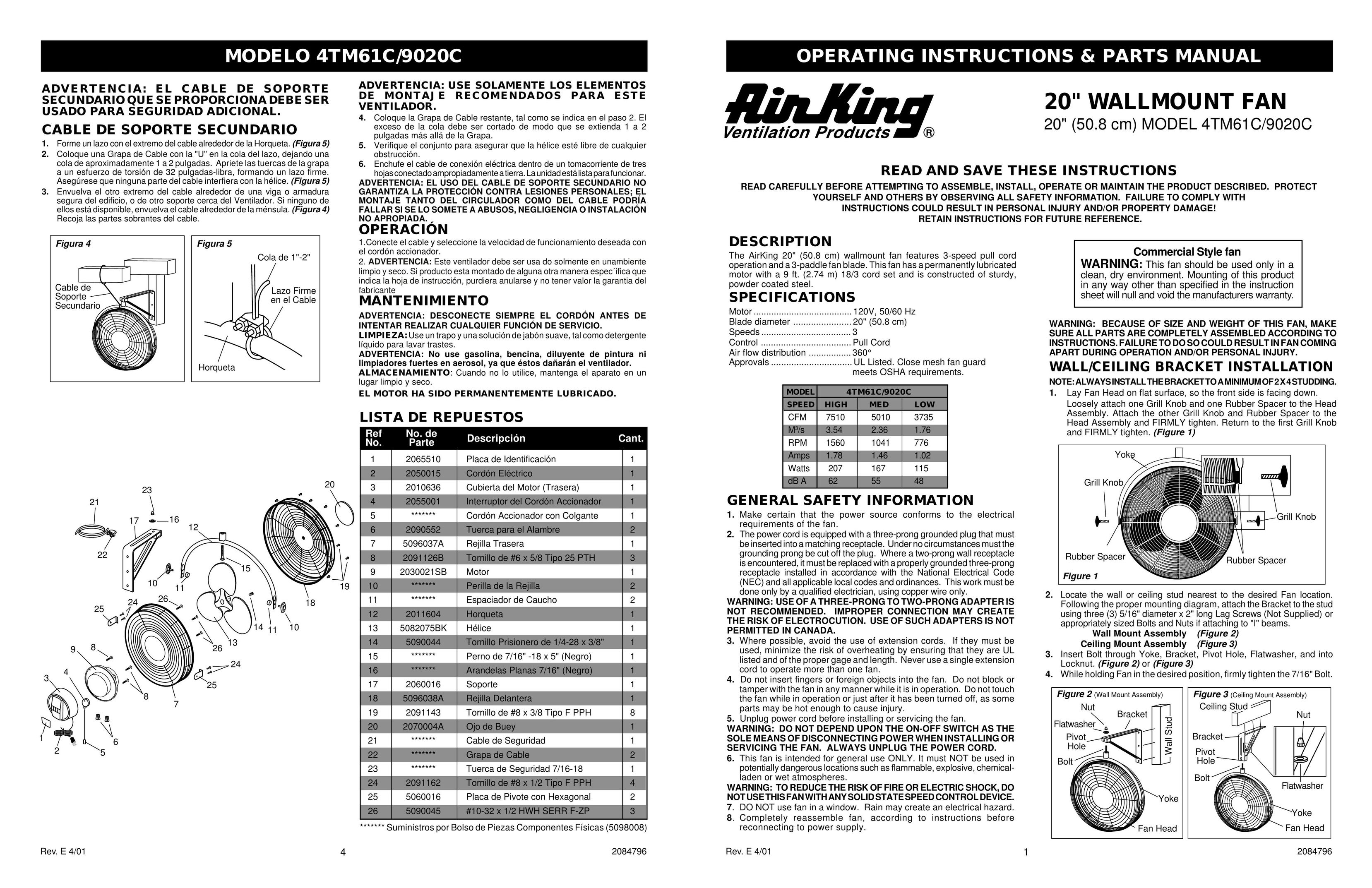 Air King 4TM61C Fan User Manual