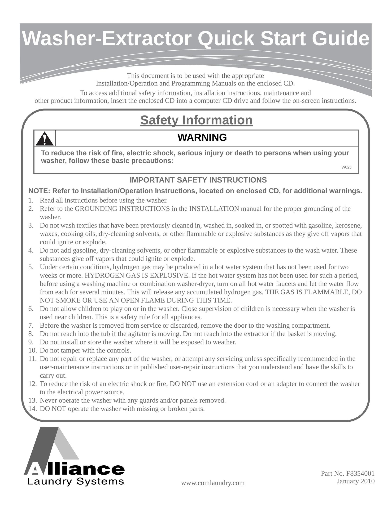 Alliance Laundry Systems F8354001 Fan User Manual