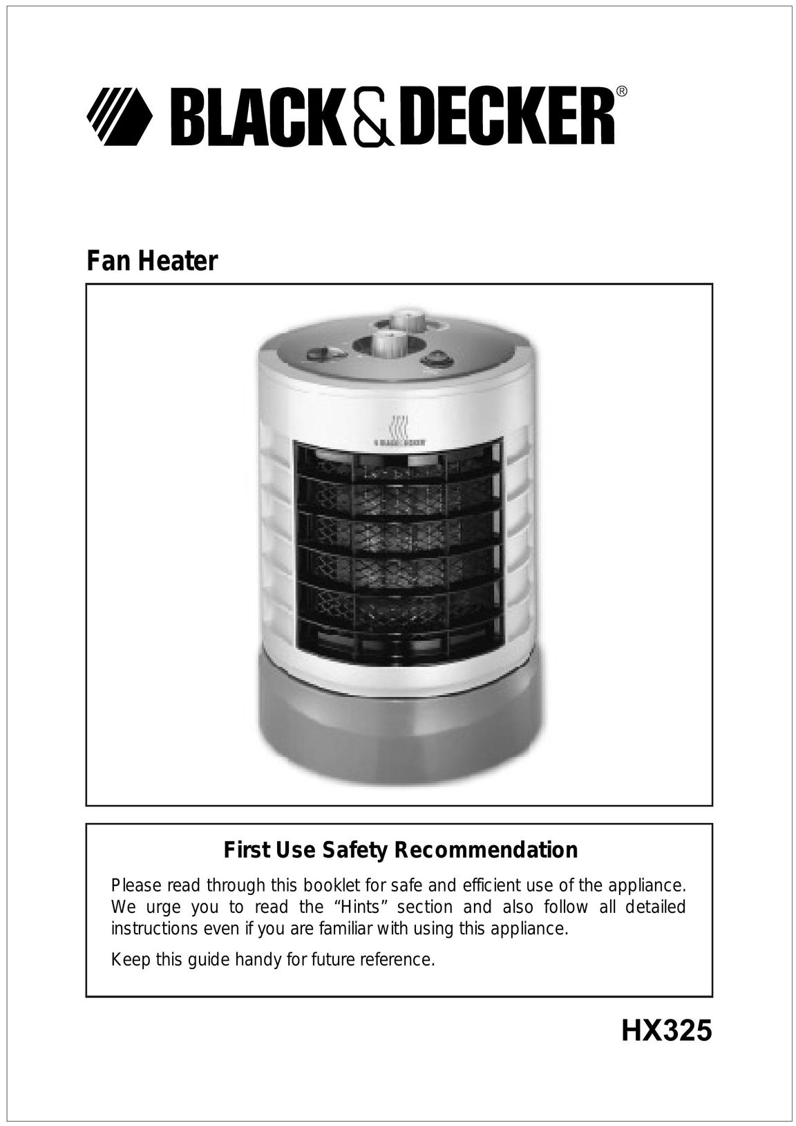 Black & Decker HX325 Fan User Manual