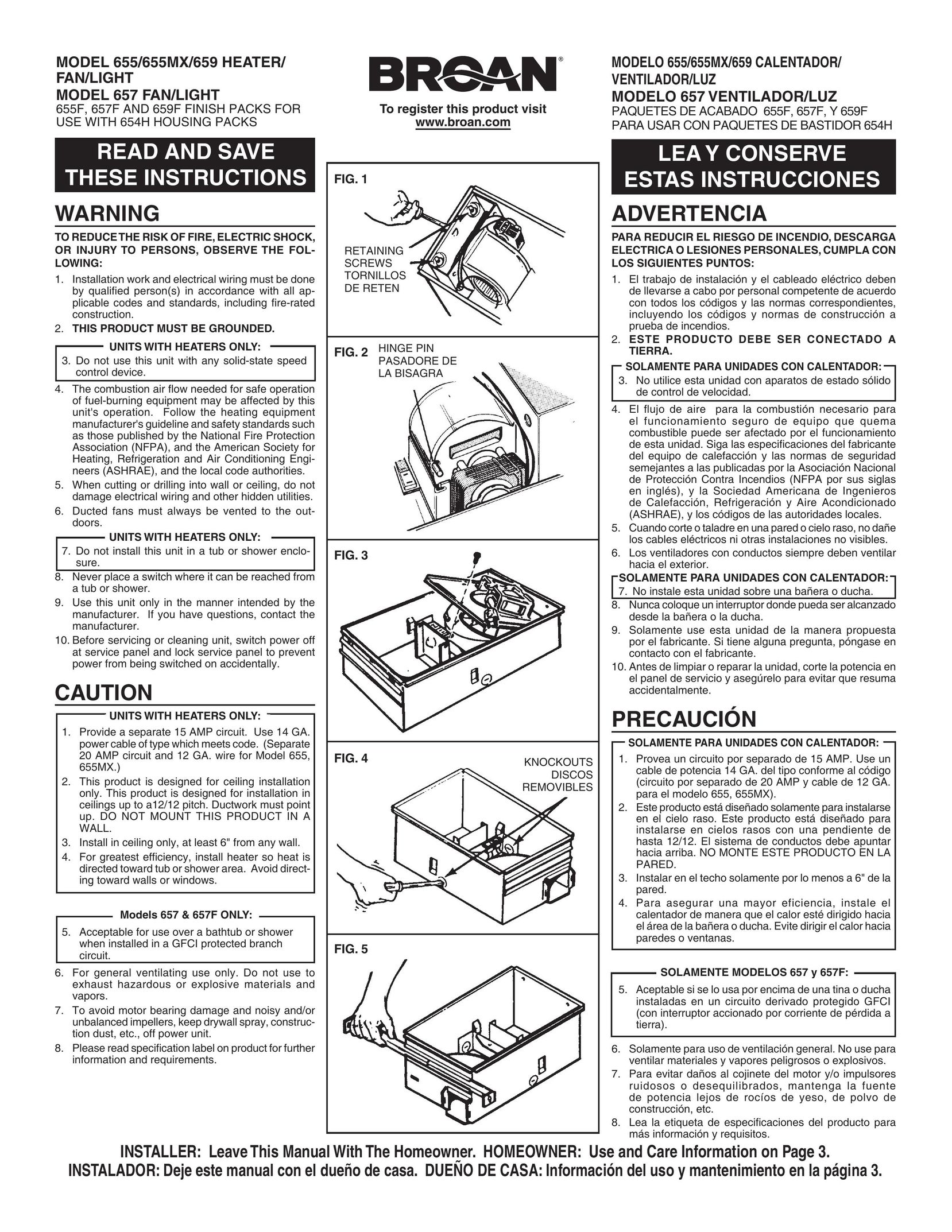 Broan 657 Fan User Manual