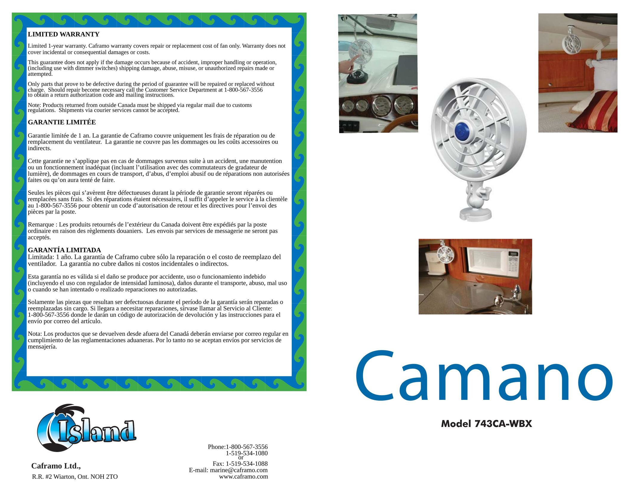 Caframo 743CA-WBX Fan User Manual
