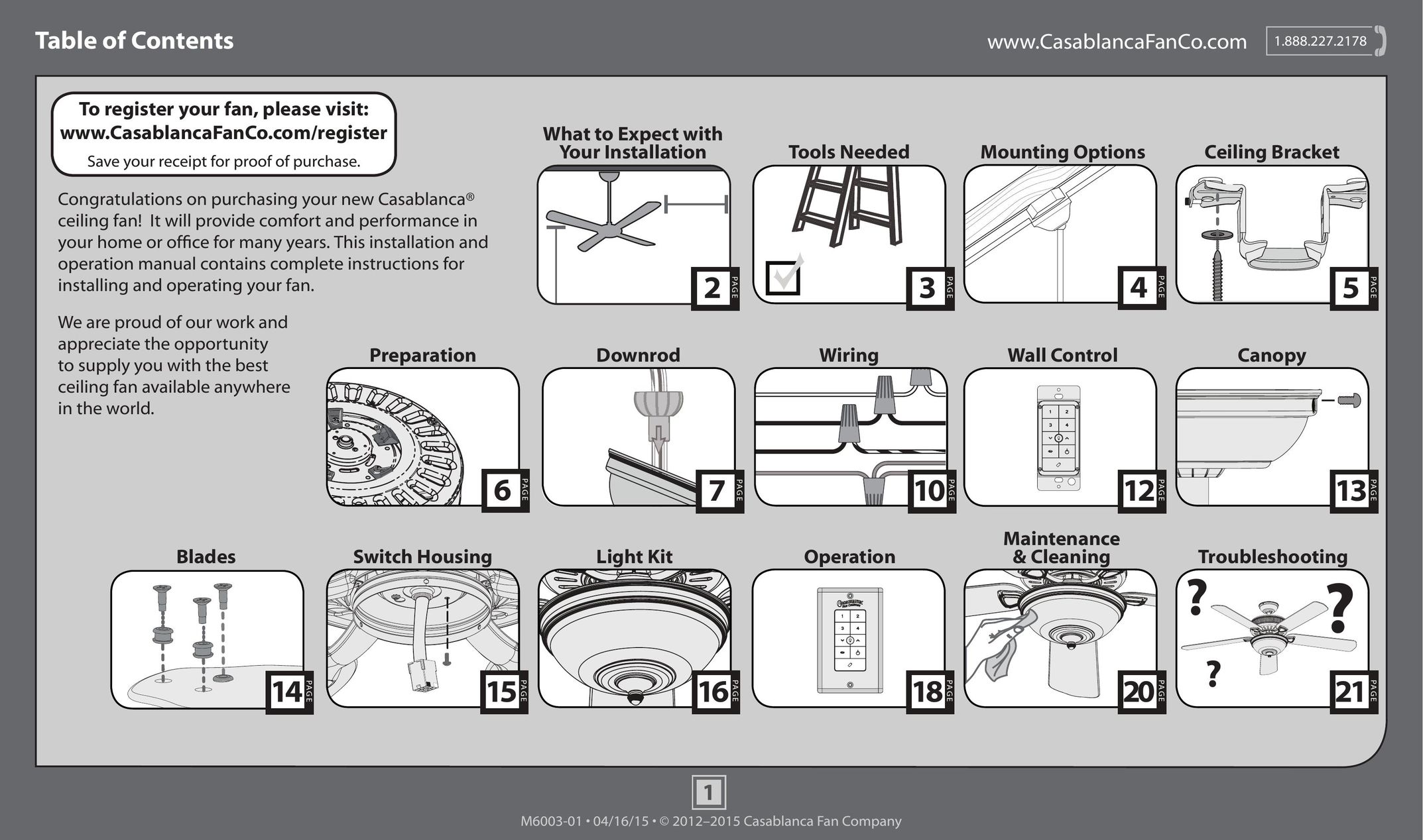 Casablanca Fan Company 54036 Fan User Manual
