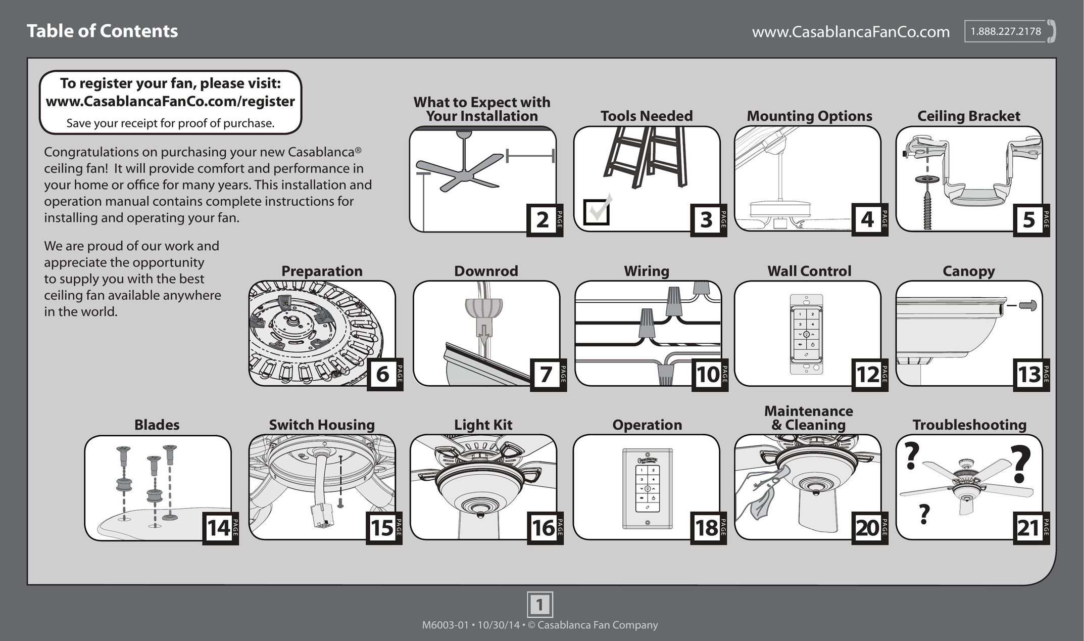 Casablanca Fan Company 54041 Fan User Manual