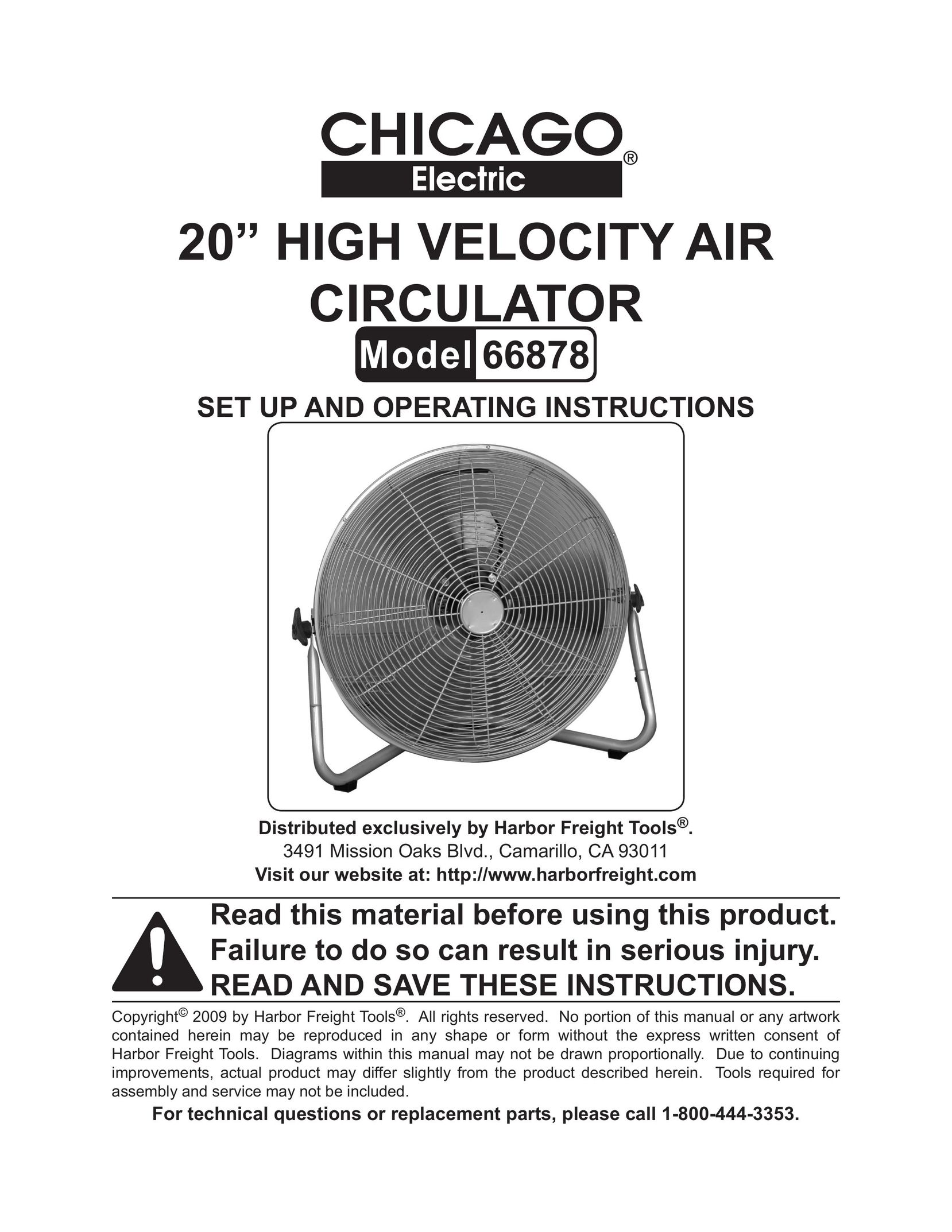 Chicago Electric 66878 Fan User Manual