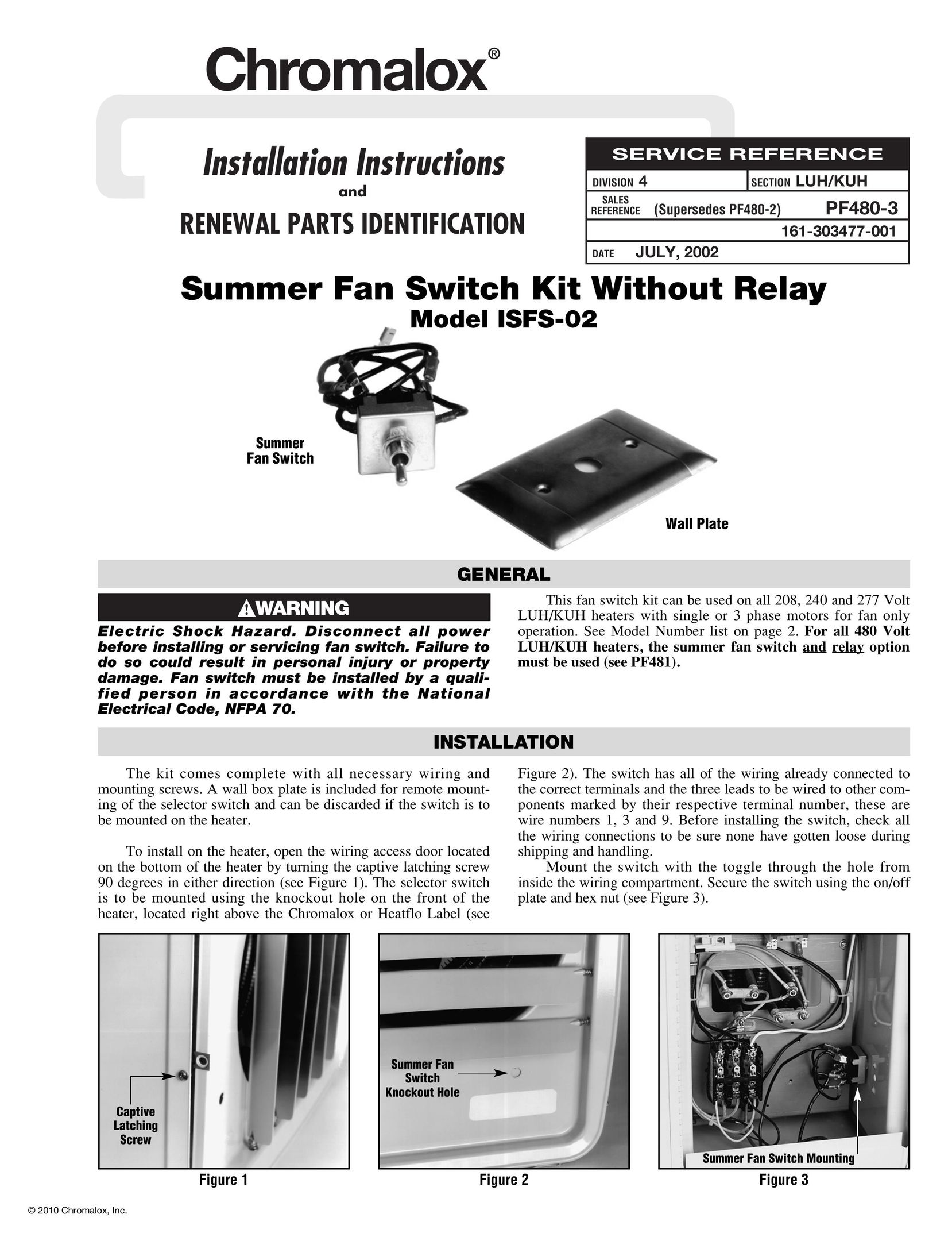 Chromalox ISFS-02 Fan User Manual