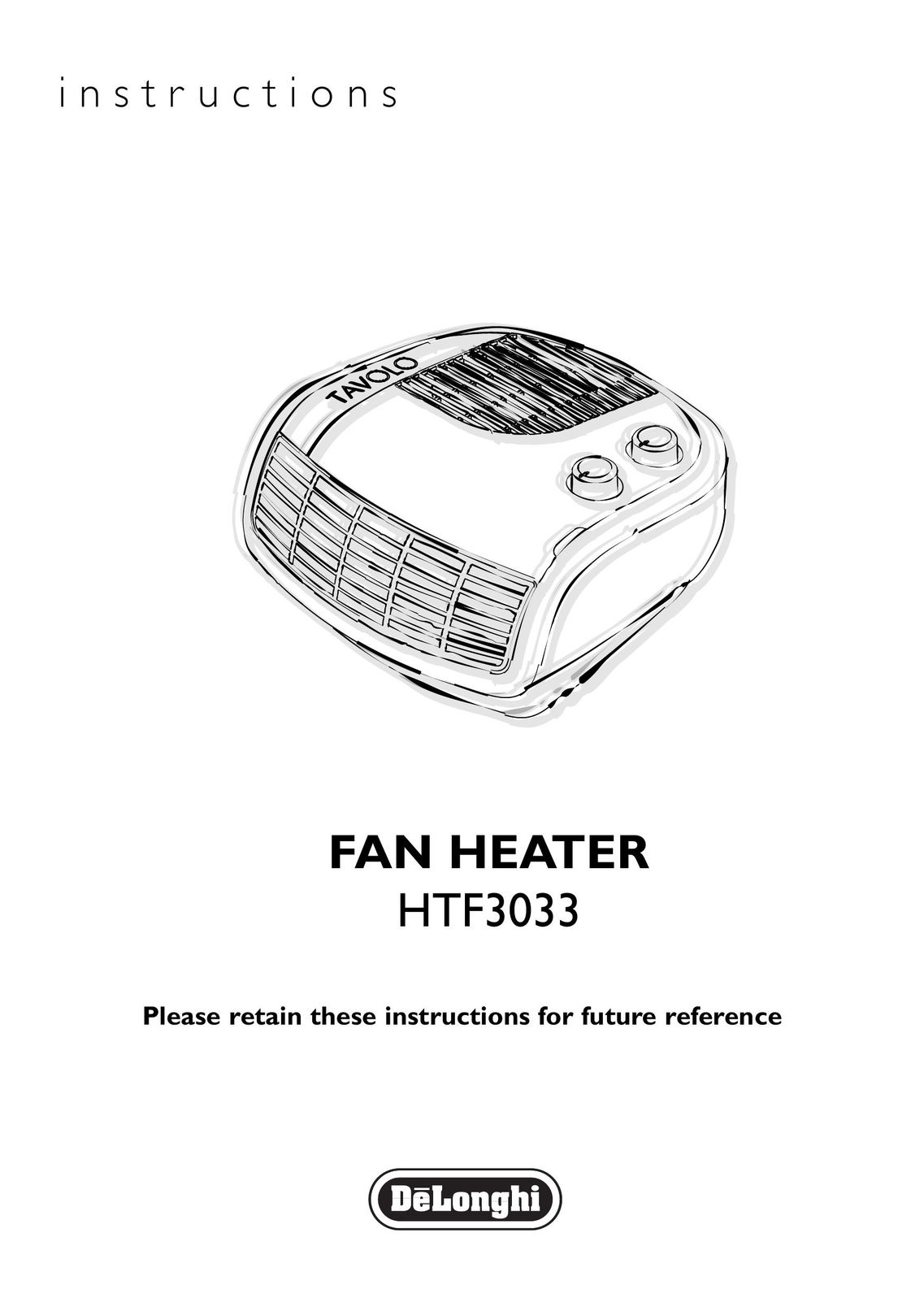 DeLonghi HTF3033 Fan User Manual