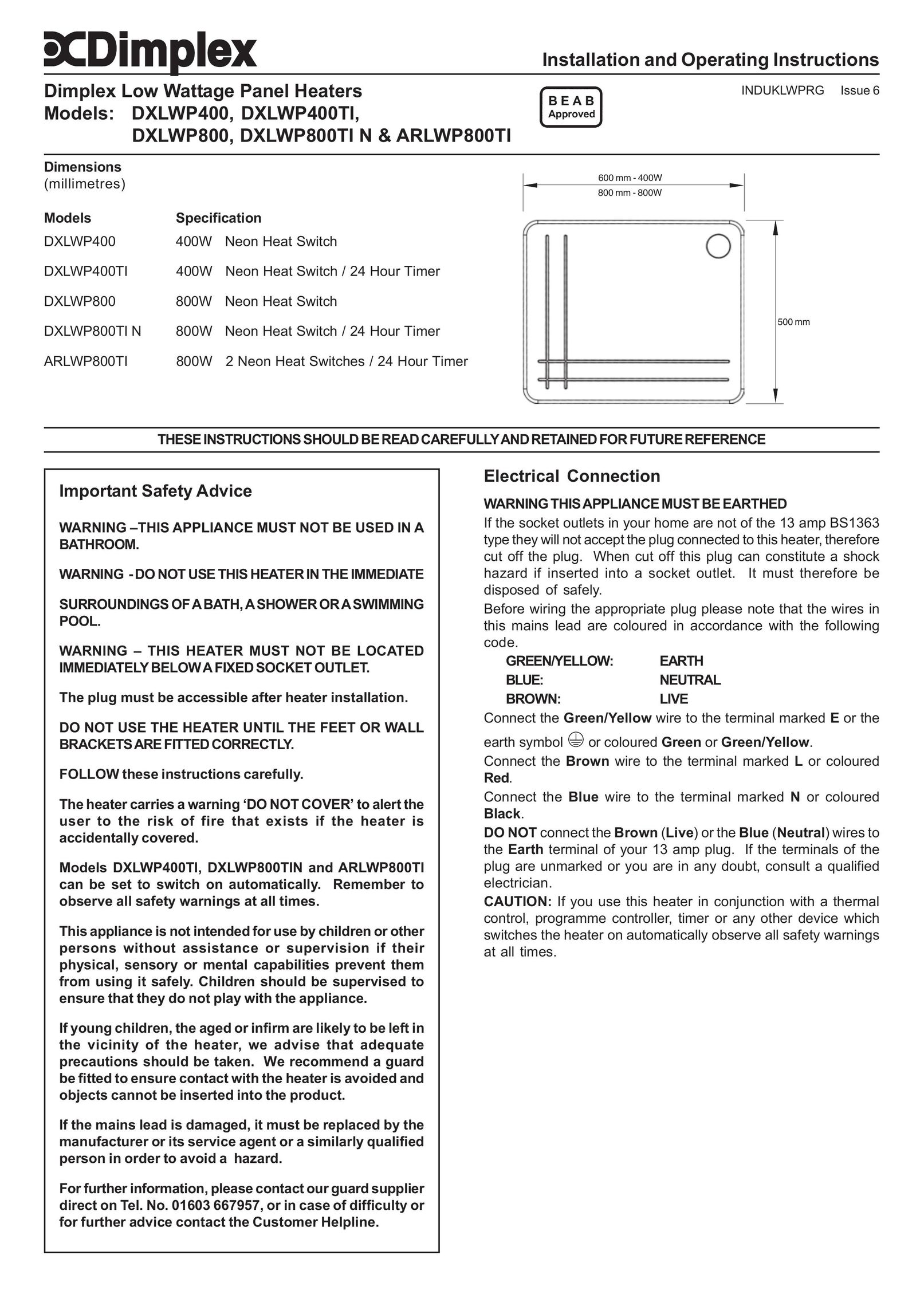 Dimplex DXLWP400TI Fan User Manual
