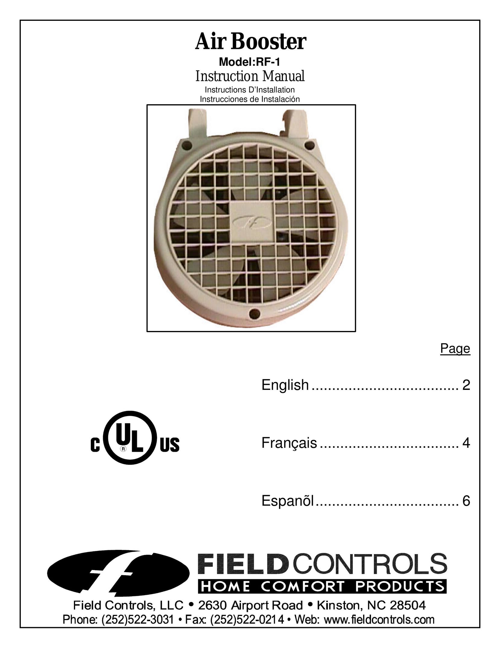 Field Controls RF-1 Fan User Manual