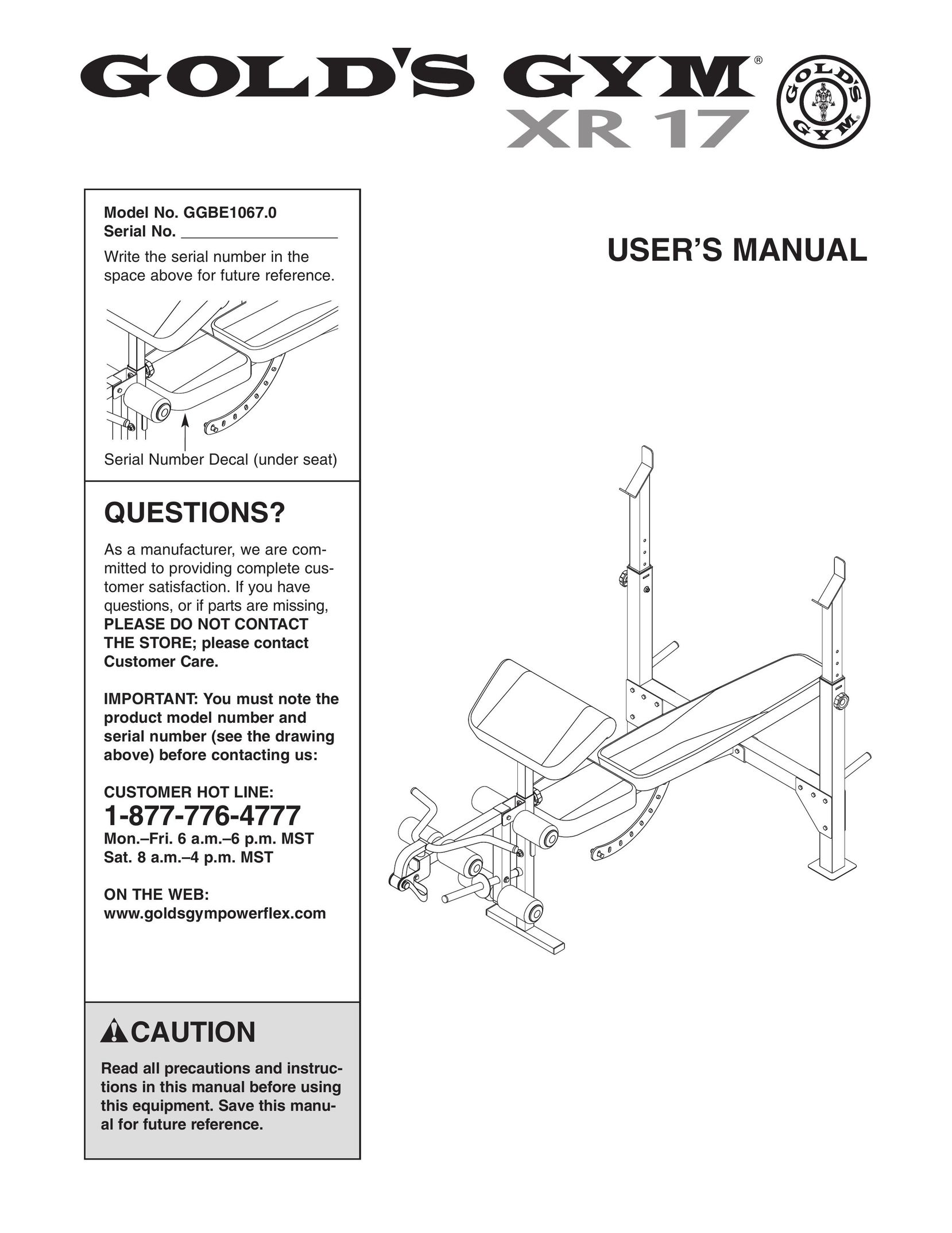 Gold's Gym GGBE1067.0 Fan User Manual
