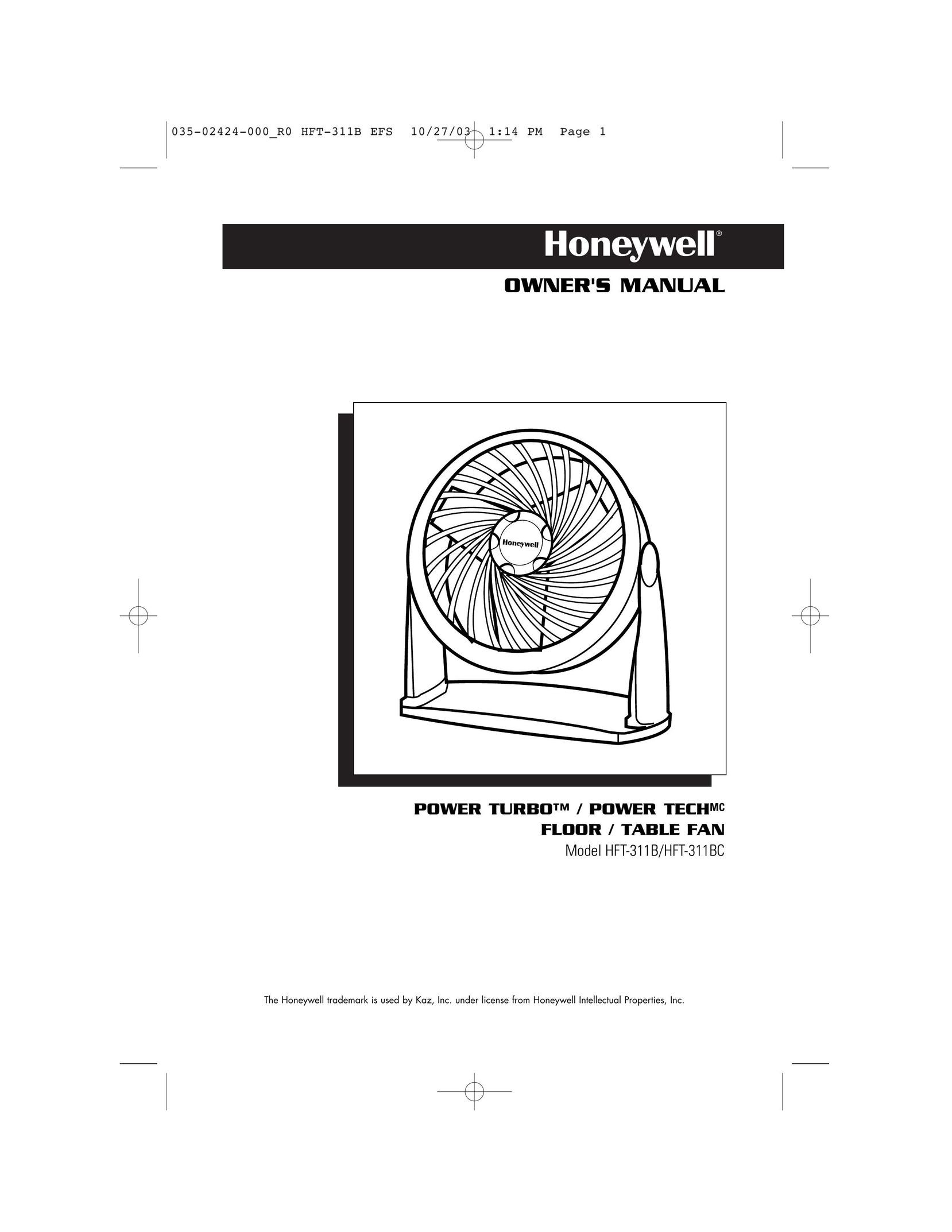 Honeywell HFT-311BC Fan User Manual