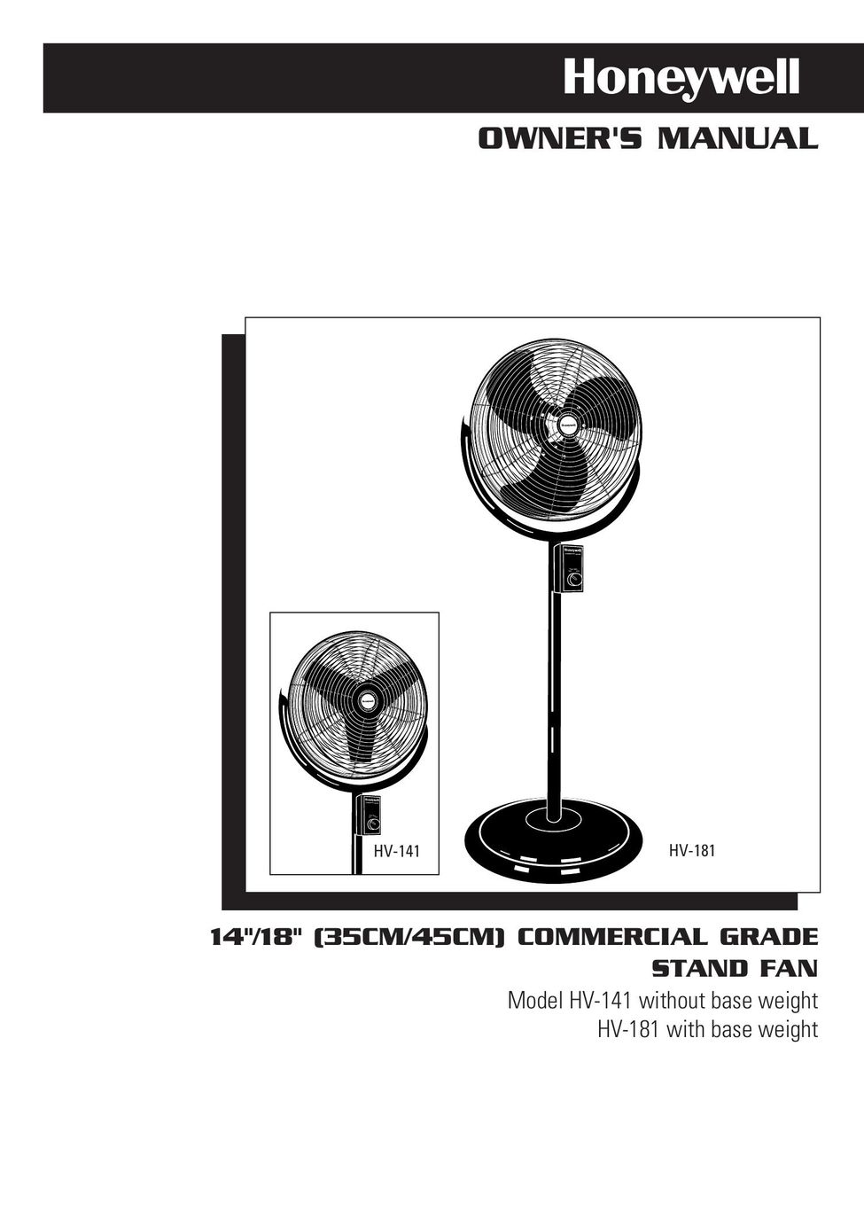 Honeywell HV-141 Fan User Manual