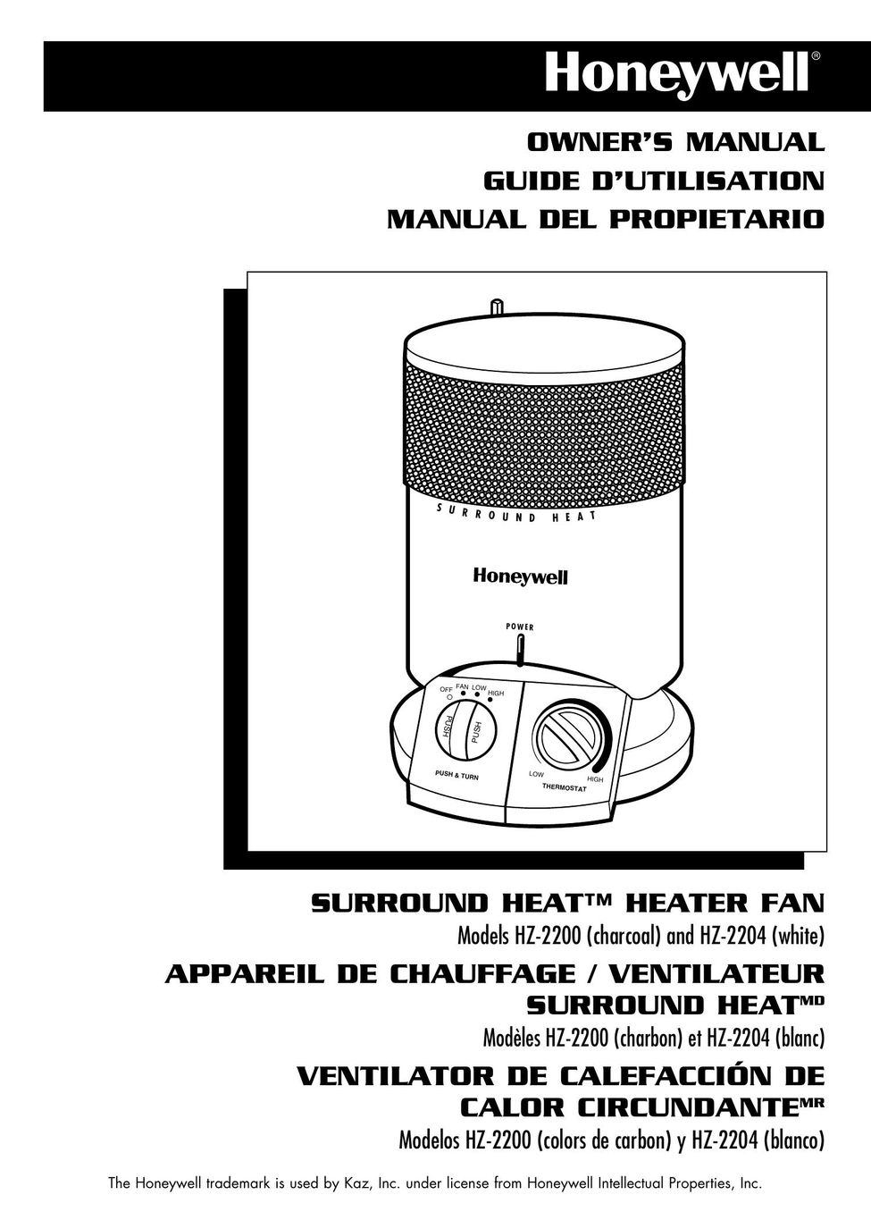 Honeywell HZ-2200 Fan User Manual