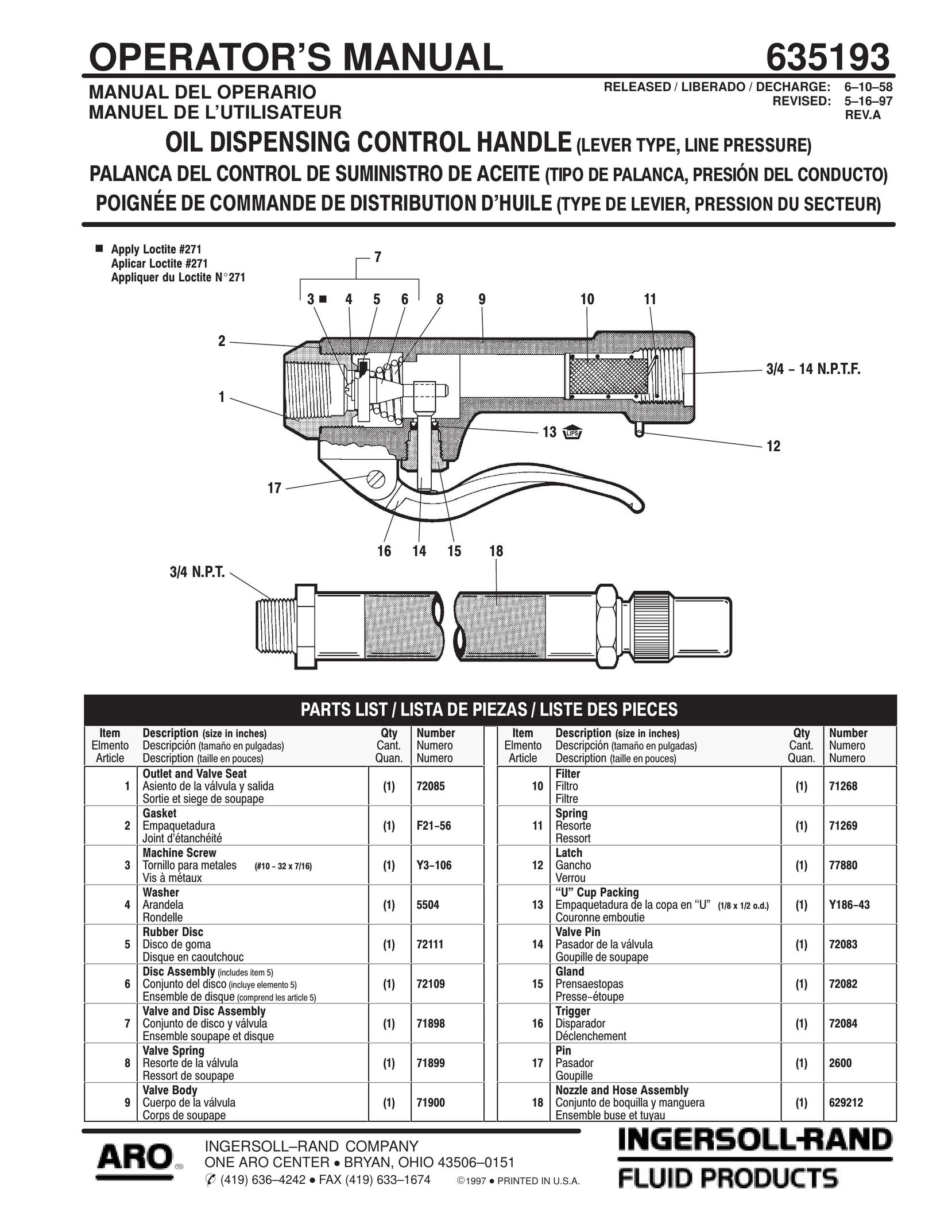 Ingersoll-Rand 635193 Fan User Manual